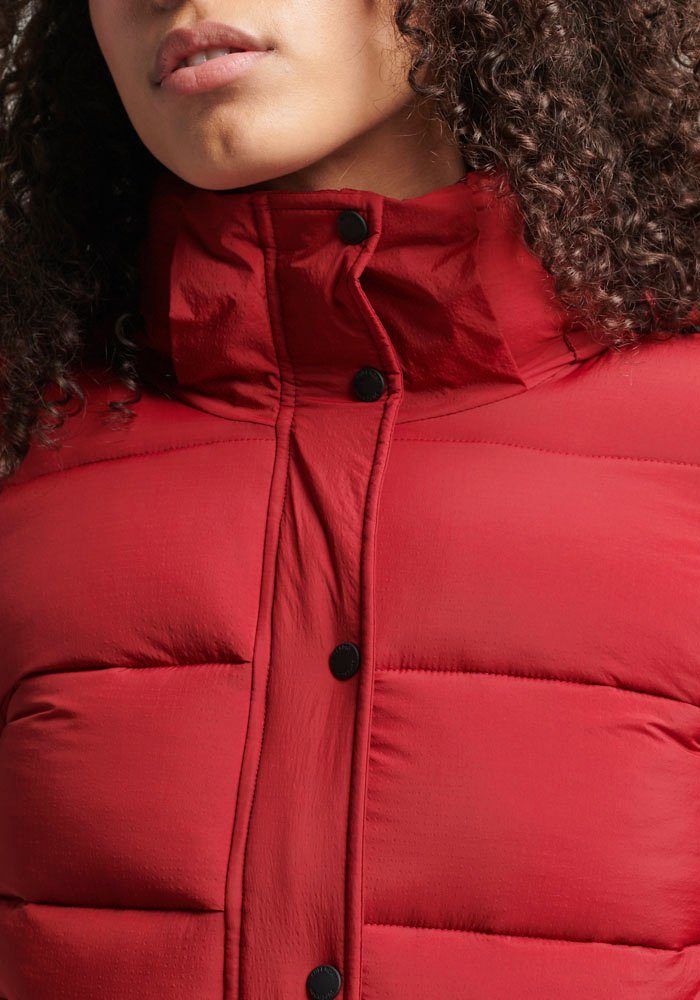 Superdry Winterjacke Kurz geschnittene rot Kapuzenjacke Mid Layer