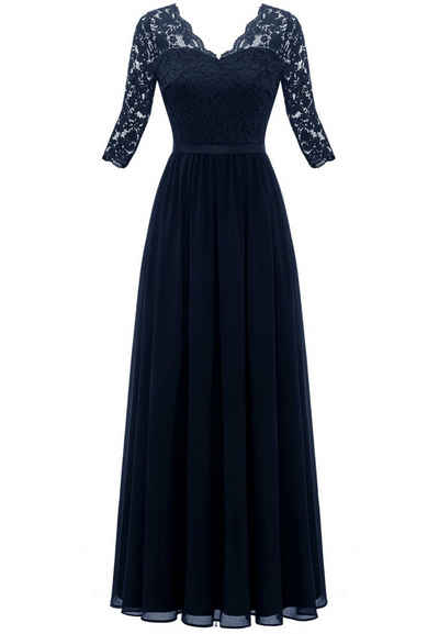 Opspring Abendkleid Damen Elegant Maxi Lang Abendkleid V-Ausschnitt Brautjungfernkleider