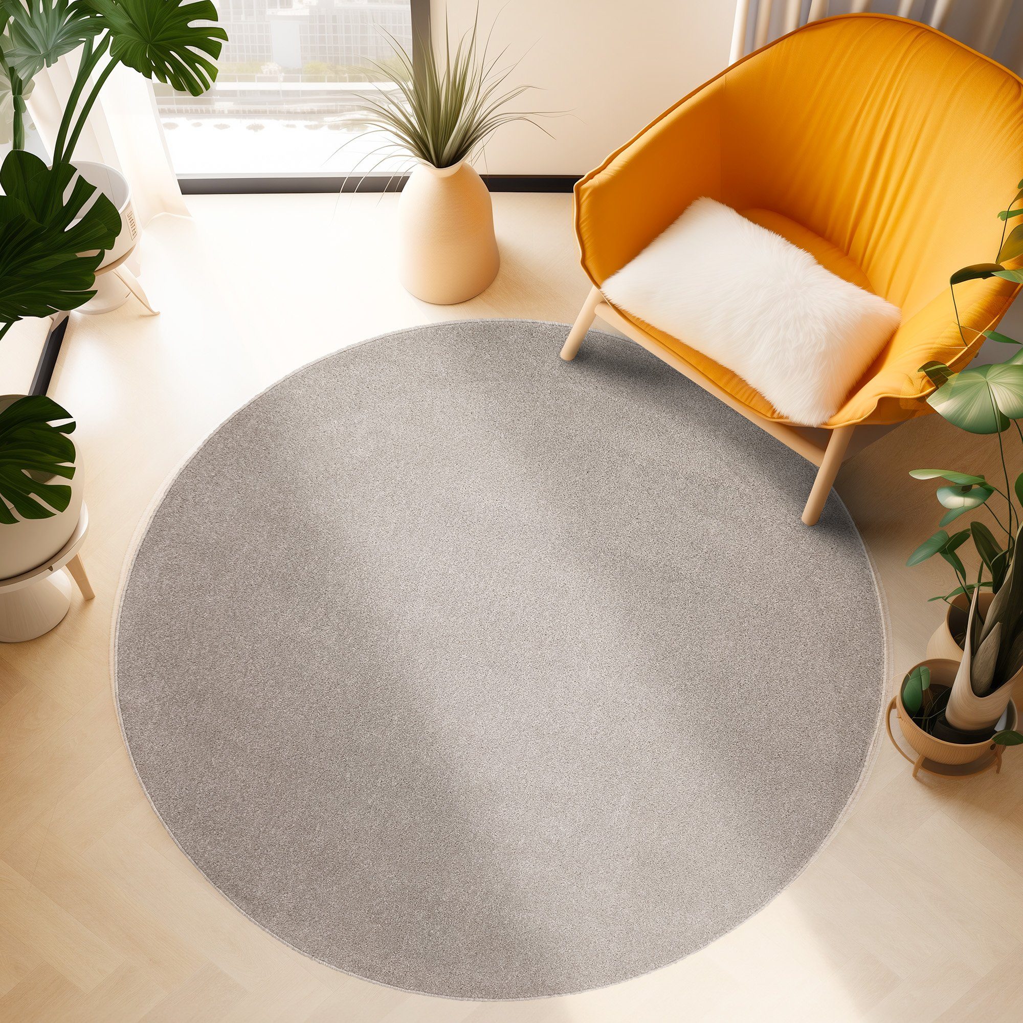 SIMPEX24 Teppich Unicolor - Einfarbig, Rund, günstig online kaufen