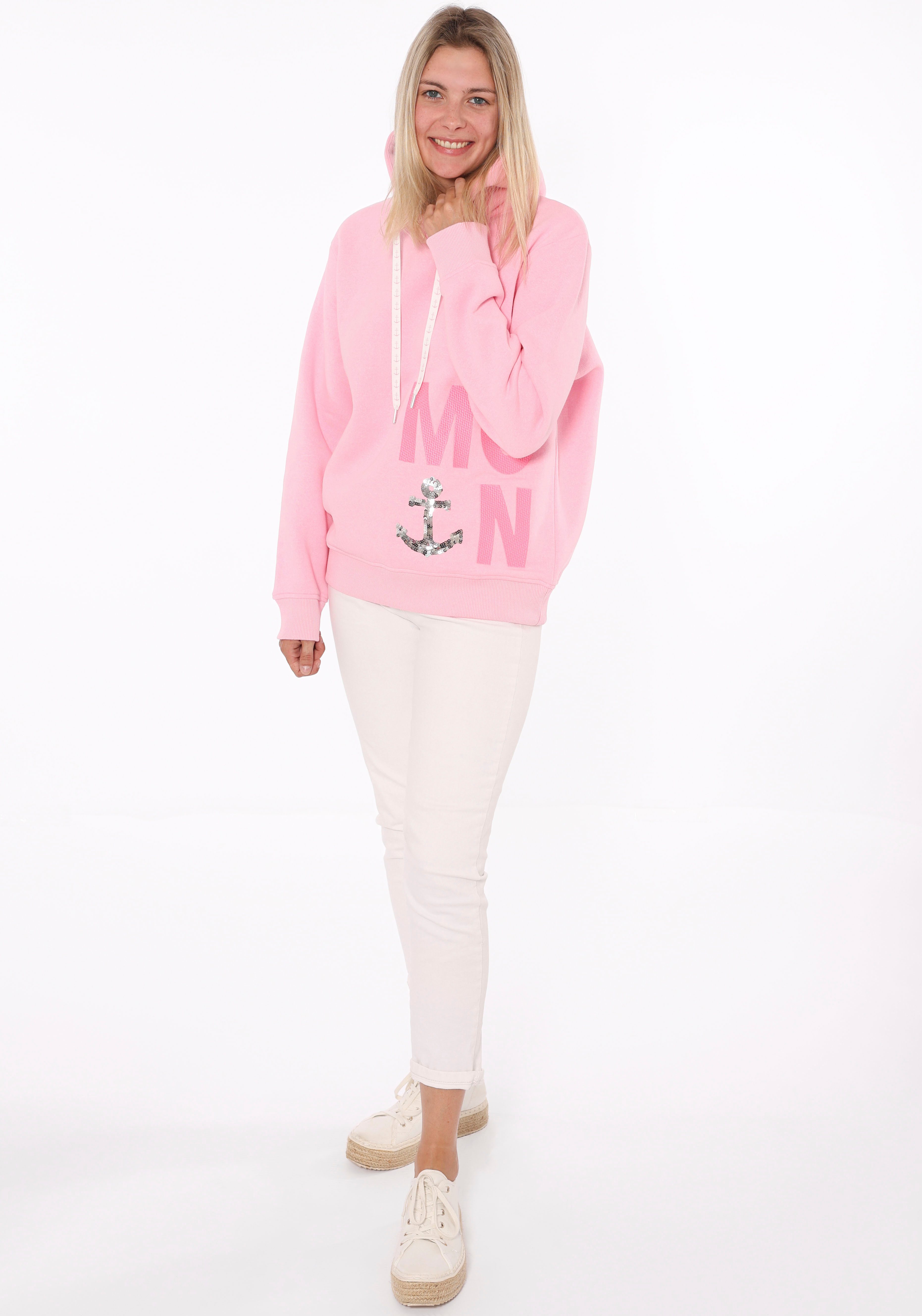 Zwillingsherz Hoodie "Paillette MOIN" mit Paillettenanker und gesticktem Sc günstig online kaufen