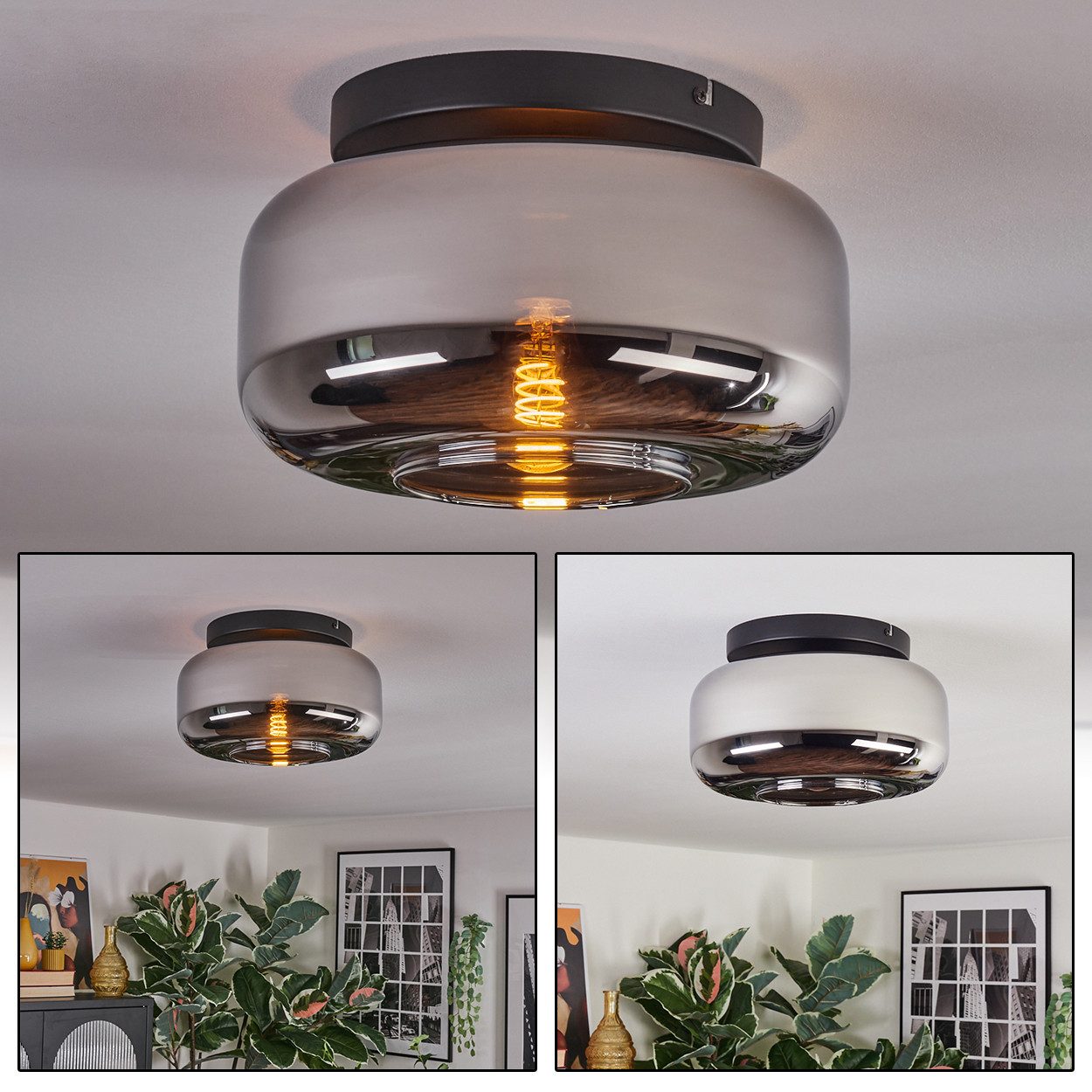 hofstein Deckenleuchte 1-flammige Deckenlampe aus Metall/Glas günstig online kaufen
