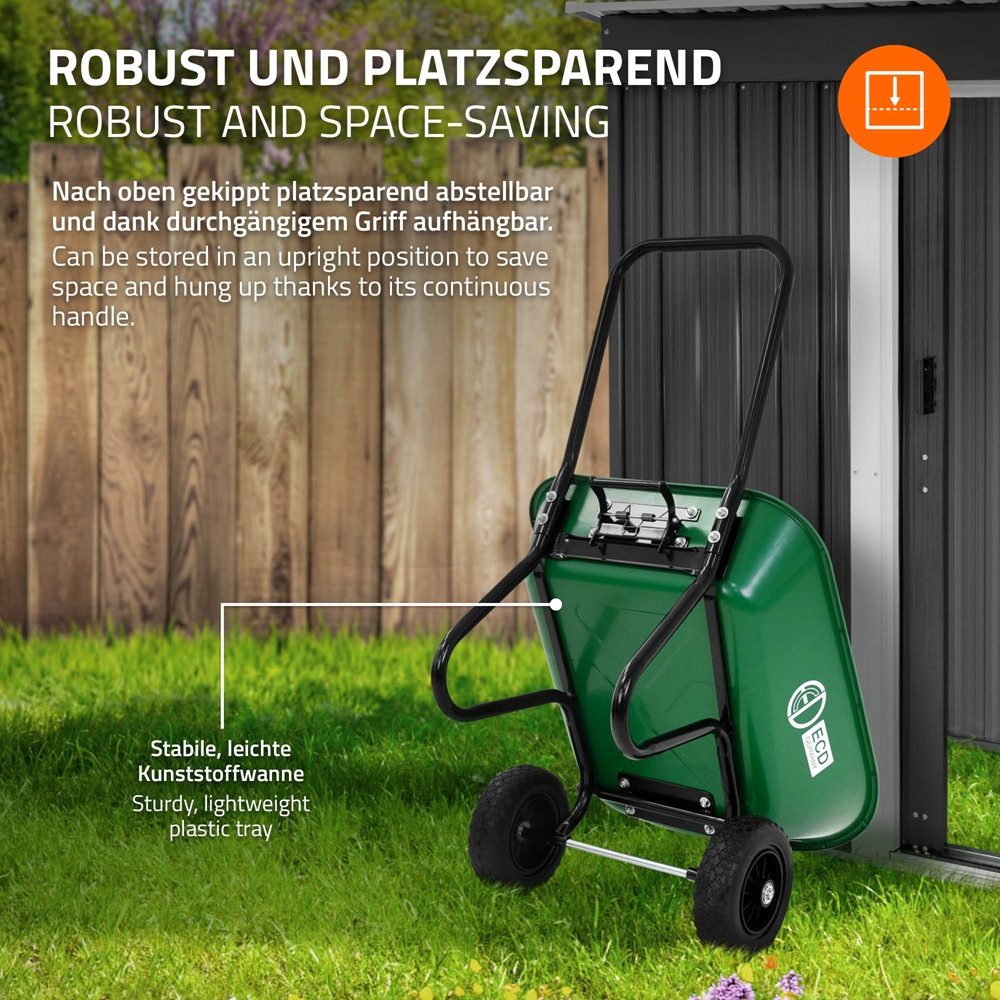 ECD Germany Schubkarre Garten 78L Gartenwagen Gartenkarre mit Kippfunktion Bauschubkarre, Gartenschubkarre Hofkarre 2x PU-Reifen & PP-Wanne 100 kg Tragkraft – Bild 4 von 5