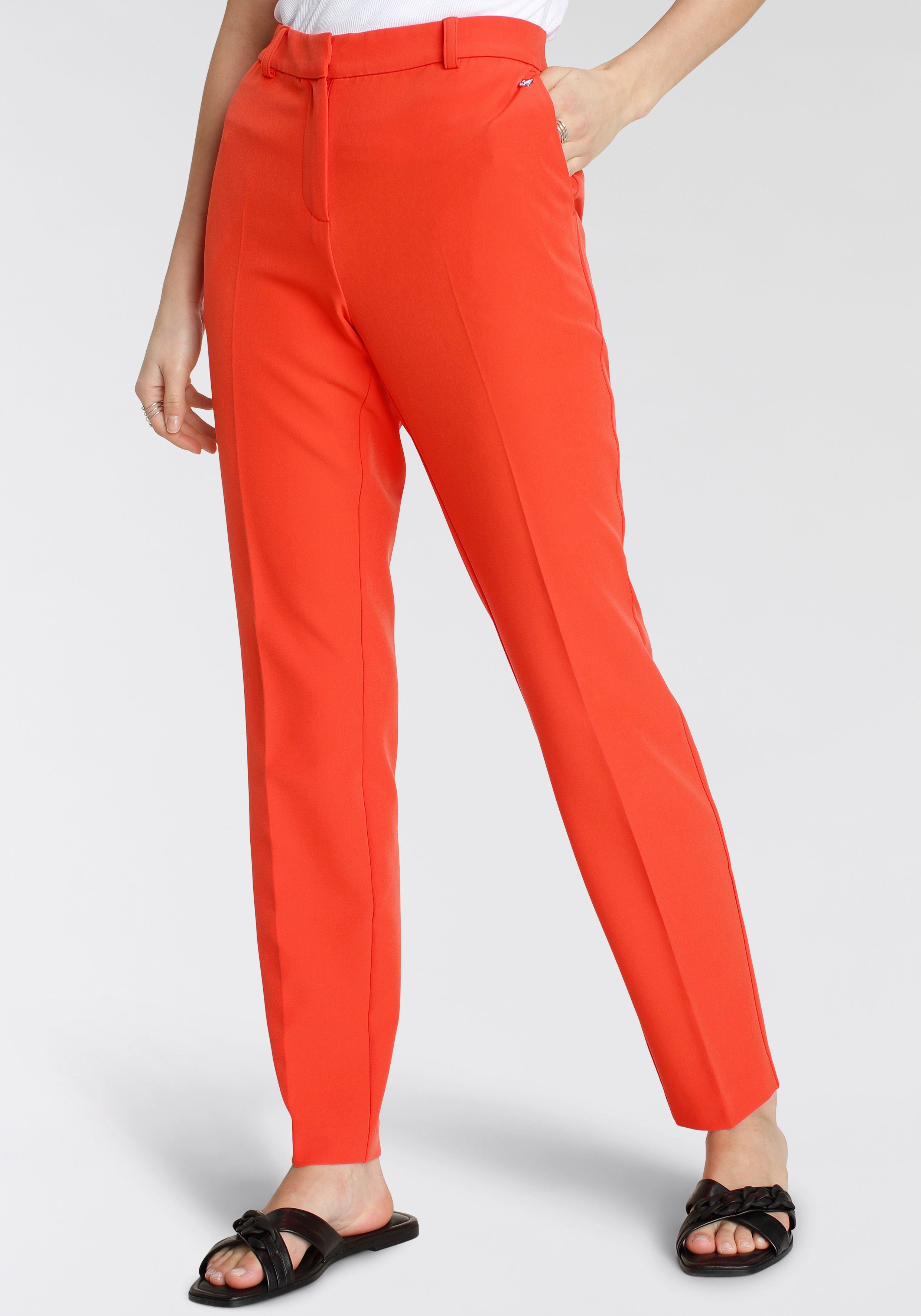 Material) Trendfarben Tamaris aus in orange Anzughose (Hose nachhaltigem
