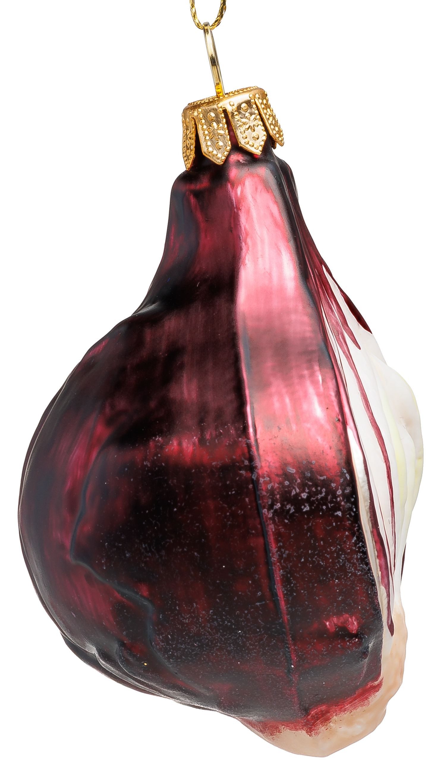 SIKORA Weihnachtsbaumkugel Rote Zwiebel besondere Weihnachtskugel Glas Figur Anhänger – BS060, Premium Christbaumschmuck Deko - traditionell & außergewöhnlich