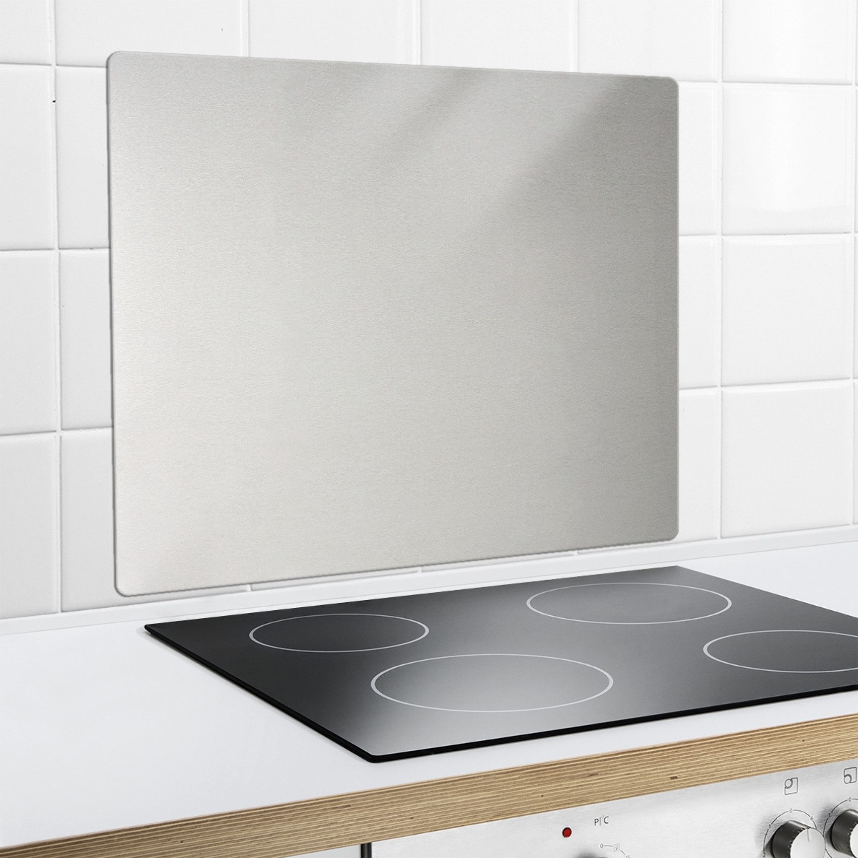 Maximex Küchenrückwand Edelstahl, Wandblende, Spritzschutz für die Herdwand, Befestigung mit Klebepads