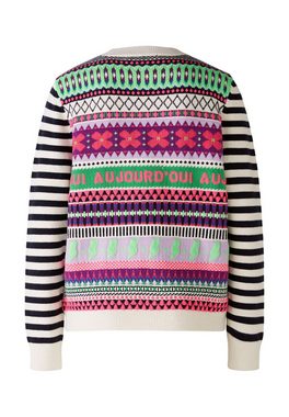 Oui Rundhalspullover Pullover Jacquard