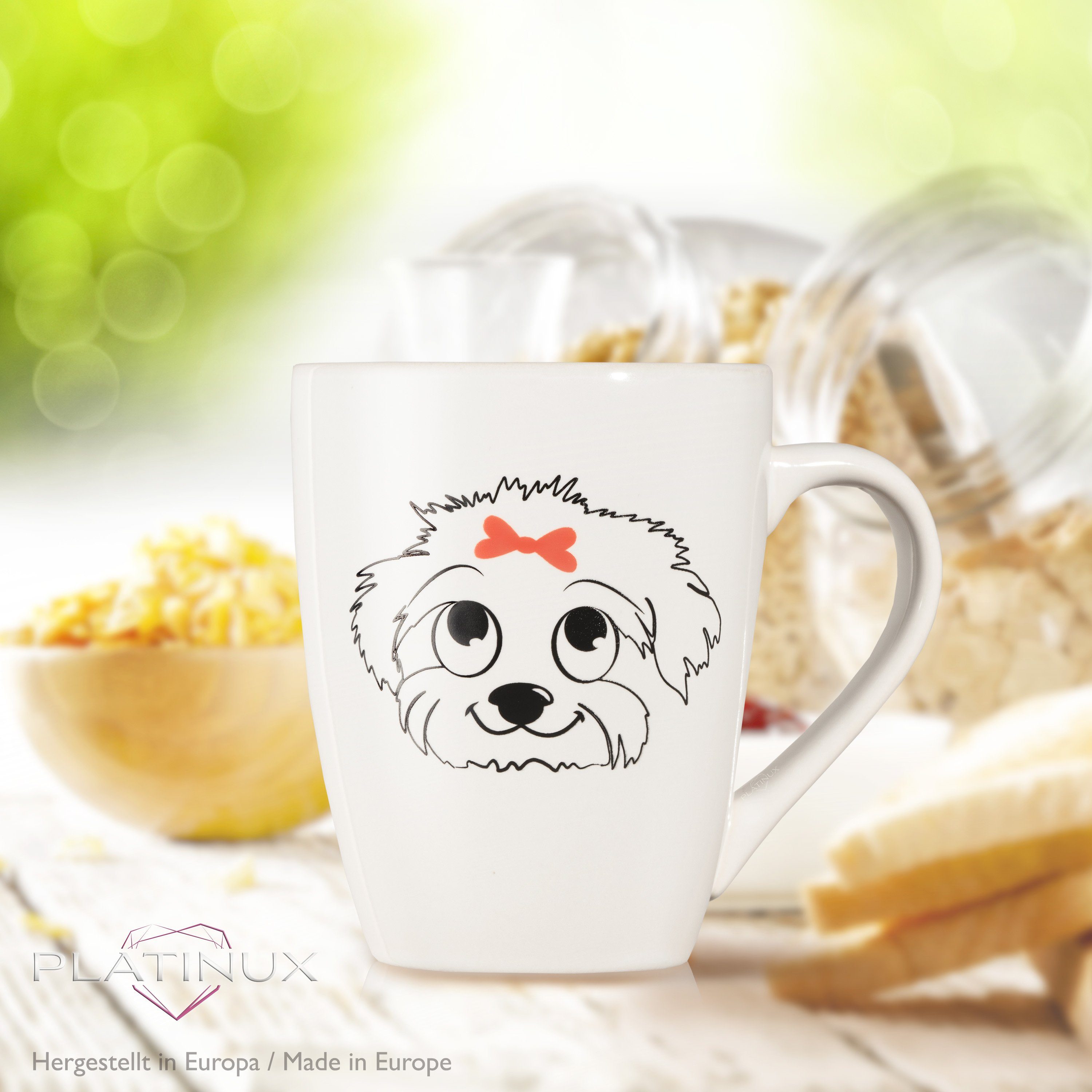 Keramik, Kaffeetasse mit Teetasse Tasse Teebecher Griff aus PLATINUX Tasse Motiv "Susi", mit Kaffeebecher Hunde 250ml Keramik