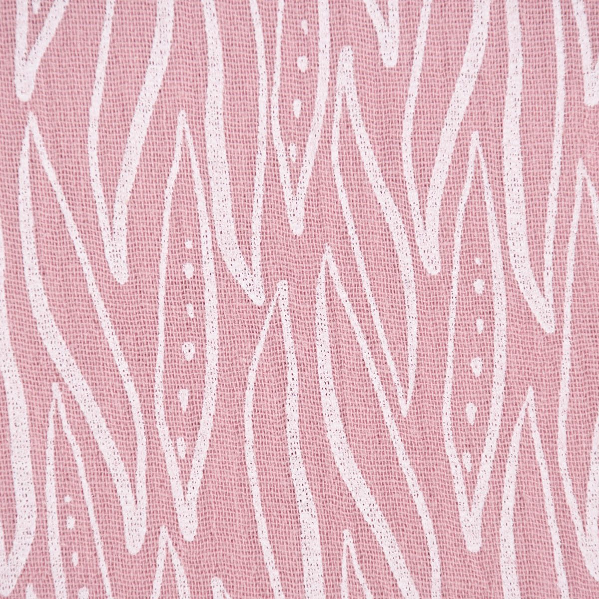SCHÖNER LEBEN. Stoff Double Gauze Musselin LEAVES geometrische Blätter rosa weiß 1,35m, allergikergeeignet