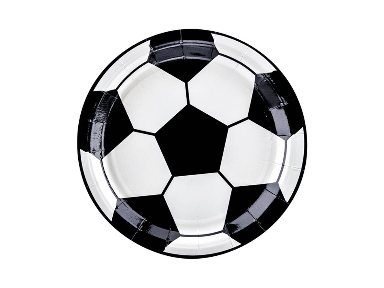 Fußball partydeco weiß 18cm 6er Pappteller schwarz Set Einweggeschirr-Set, /