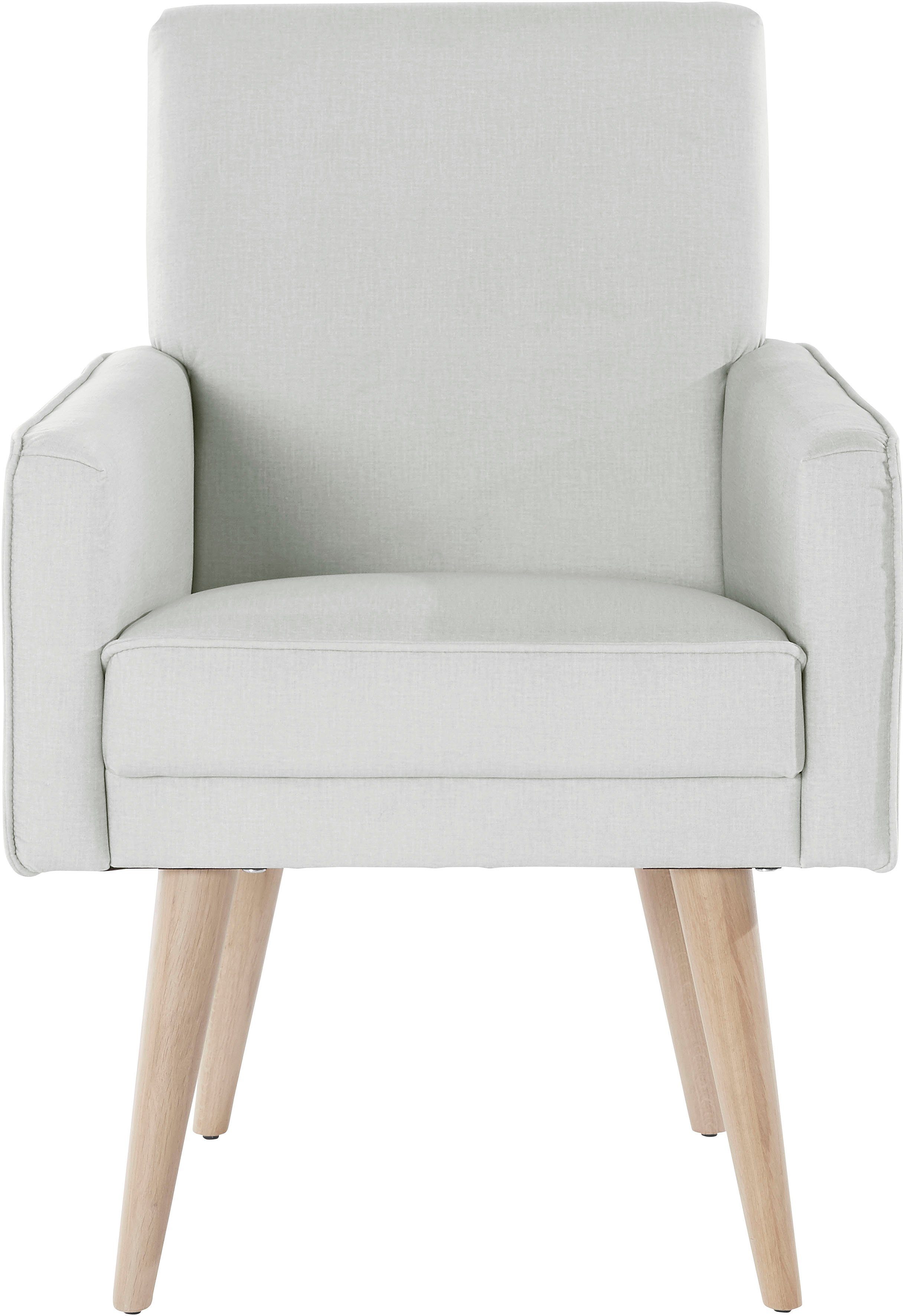 exxpo - sofa fashion Sessel Lungo, Loungesessel mit moderner Kedernaht, bequem und elegant, Breite 64 cm, hoher Holzfuß