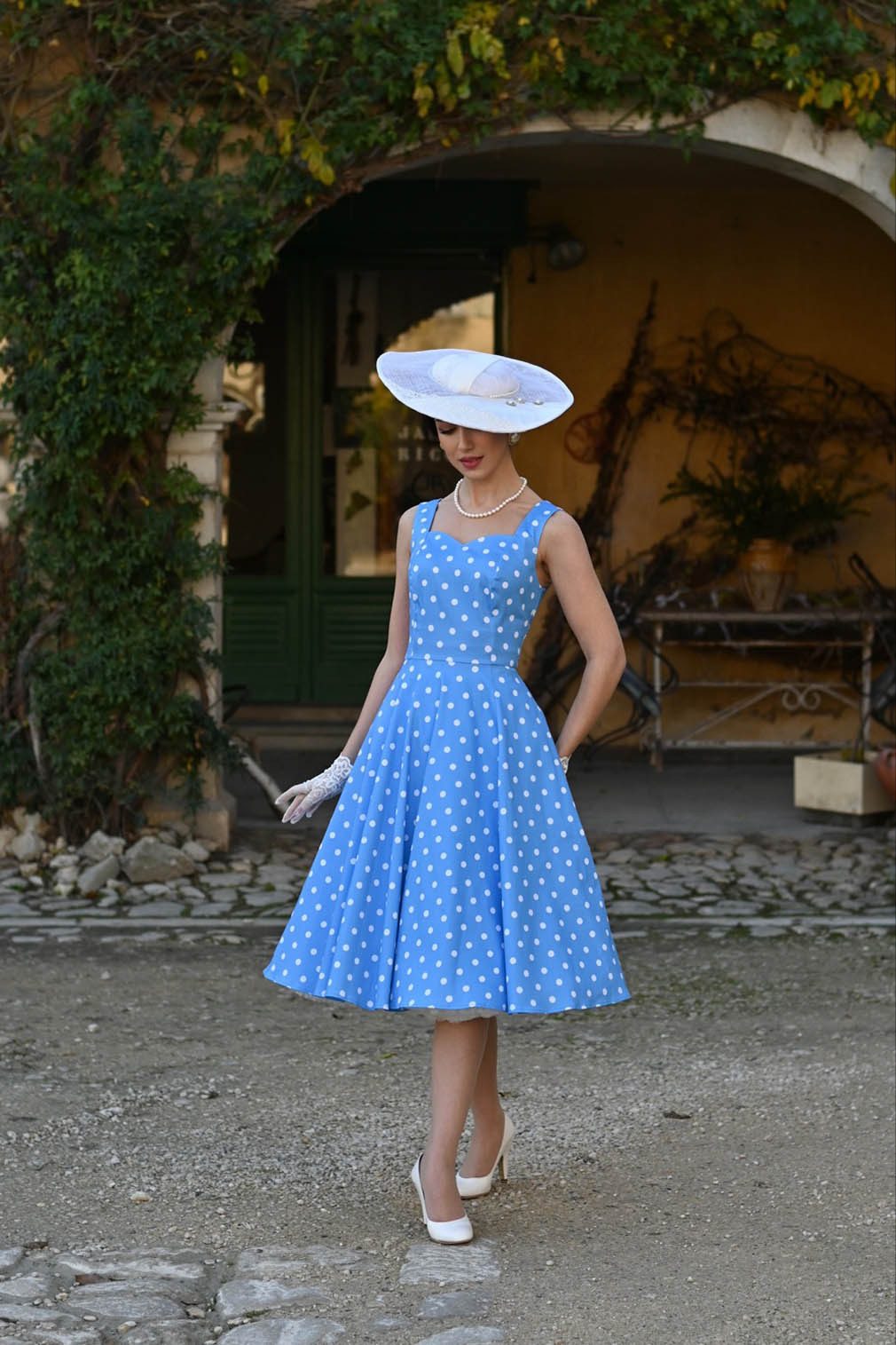 Hearts & Roses London A-Linien-Kleid Marlene Polka Dot Gepunktet Vintage Retro 50er
