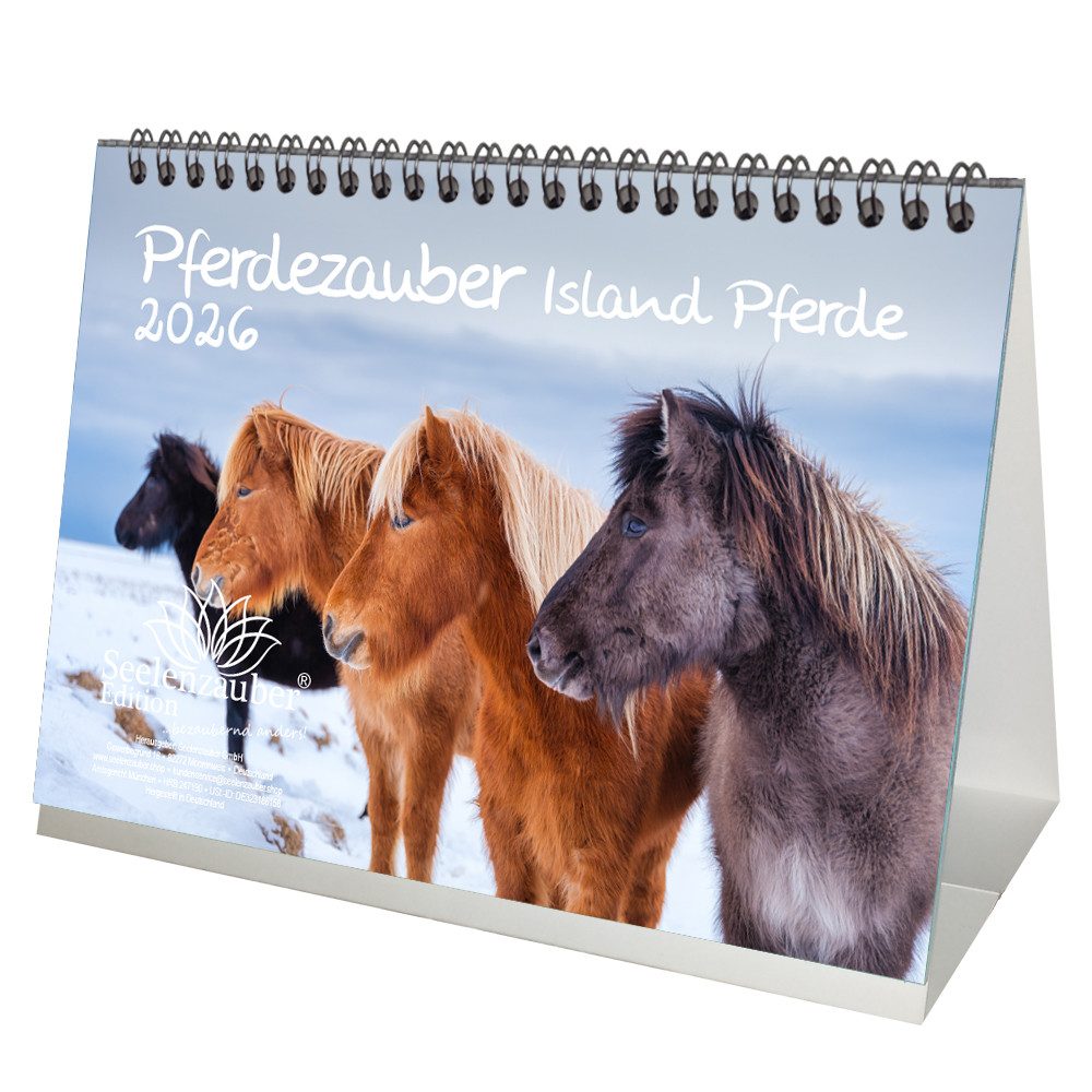 Seelenzauber Tischkalender Pferdezauber Island Pferde DIN A5 Tischkalender für 2026 Pferde Fohlen