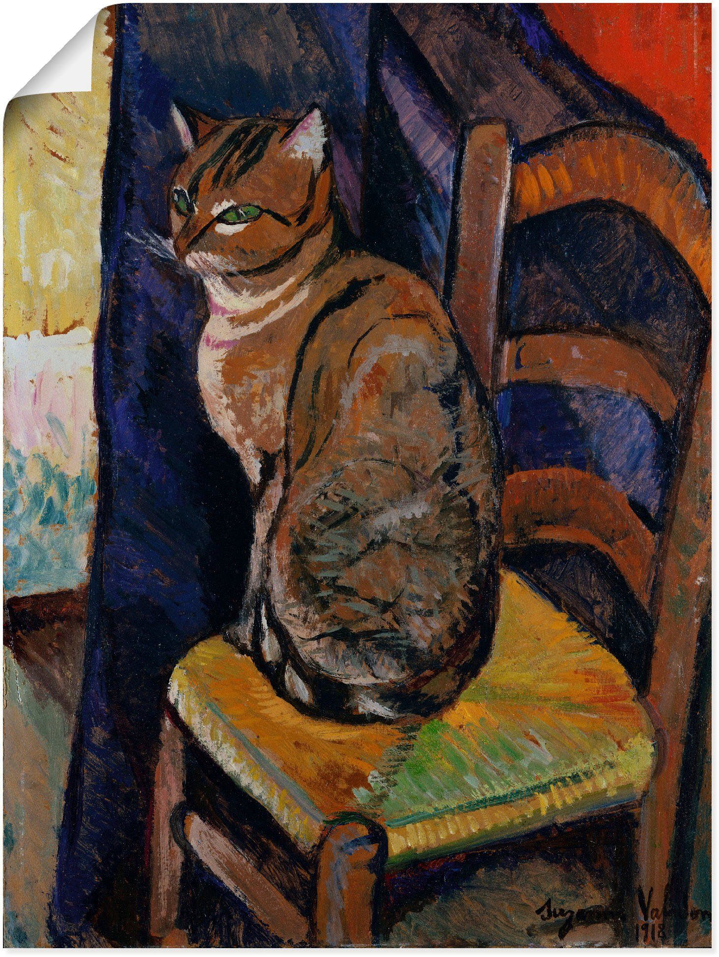 Artland Wandbild Skizze Stuhl sitzende Katze., Haustiere (1 St), als Leinwandbild, Wandaufkleber oder Poster in versch. Größen
