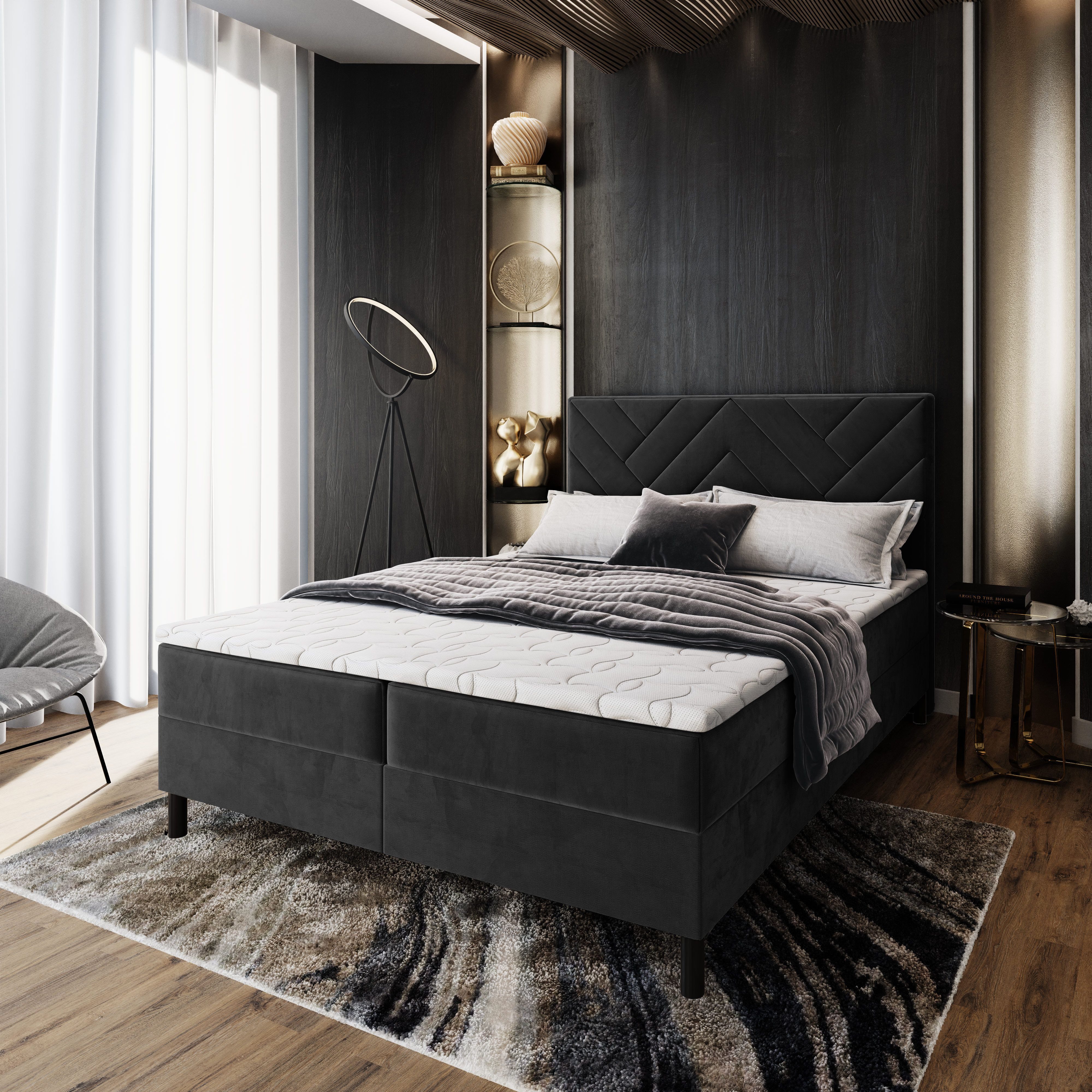Boxbett ROKIS 140x200 cm mit Bonell Matratze und Topper