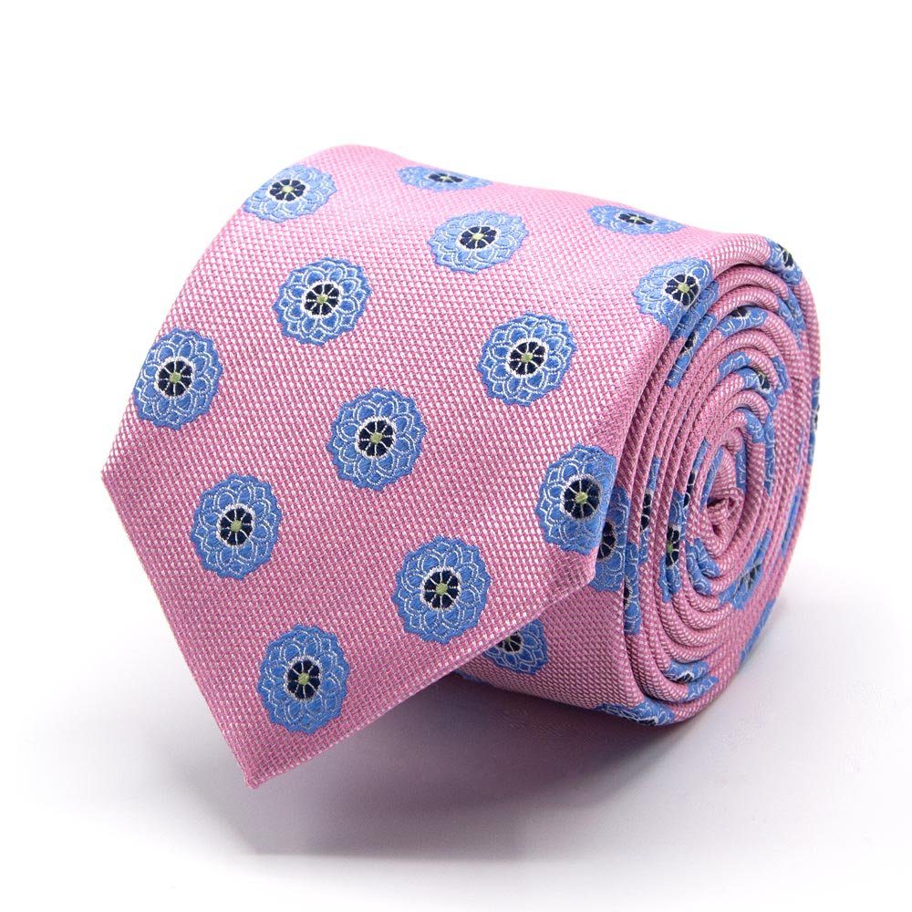 BGENTS Krawatte Seiden-Jacquard Krawatte mit Blüten-Muster Breit (8 cm) Rosa