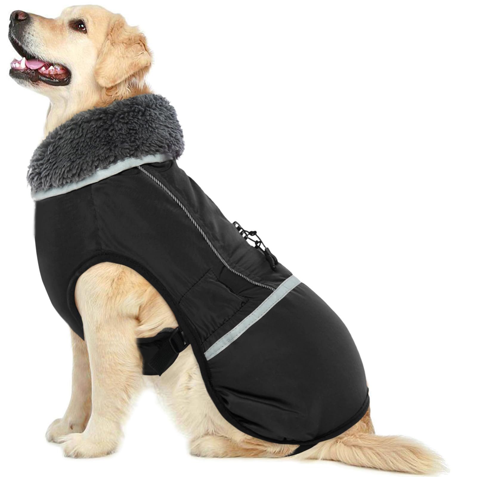 Ledander Hundejacke Hundemantel, warme Hundejacke, Wintermantel,warme reflektierende Jacke, Wasserdichter Fleece-Hundeschneeanzug für kleine bis große Hunde