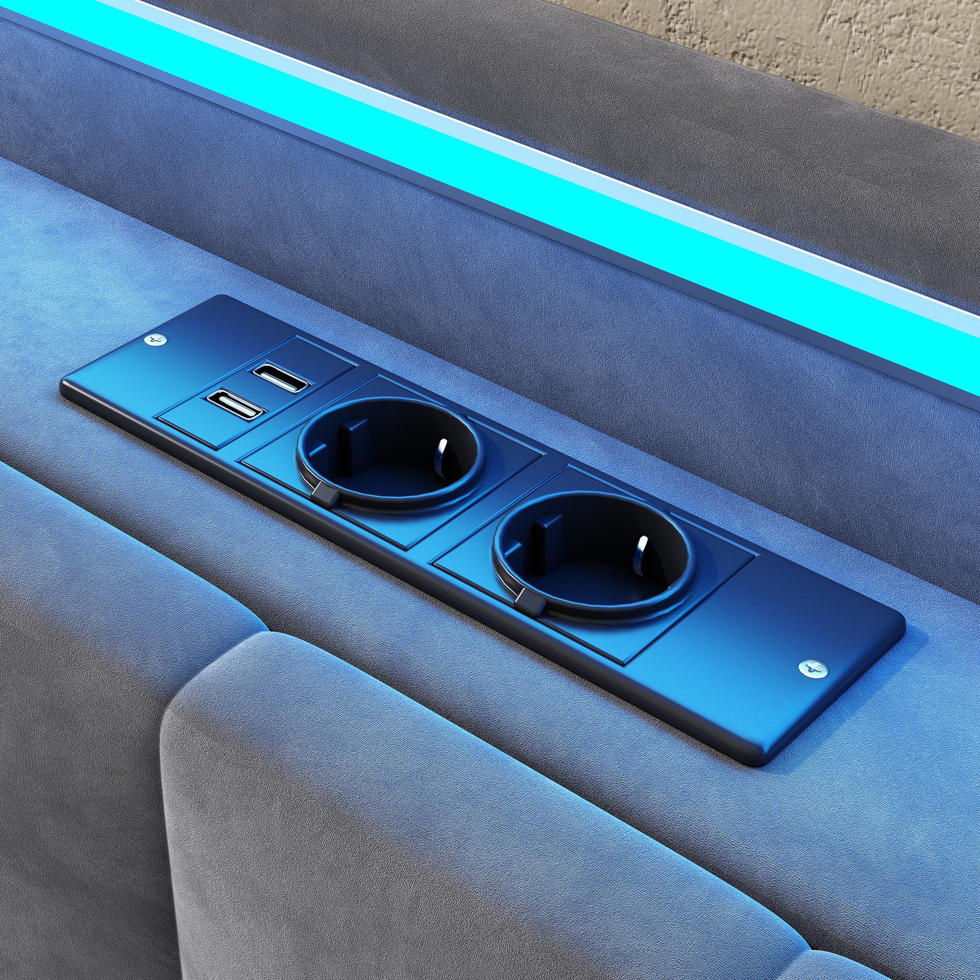 HAUSS SPOLE Polsterbett 90×200 mit bettkasten und Steckdosen Boxspringbett mit LED-Licht