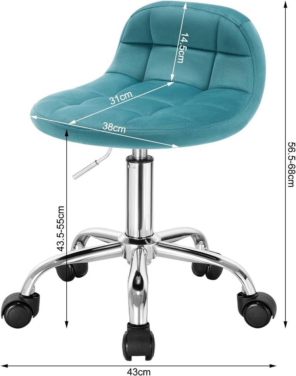 Woltu Arbeitshocker (1 St), Drehhocker Samt, höhenverstellbar, für Schminktisch