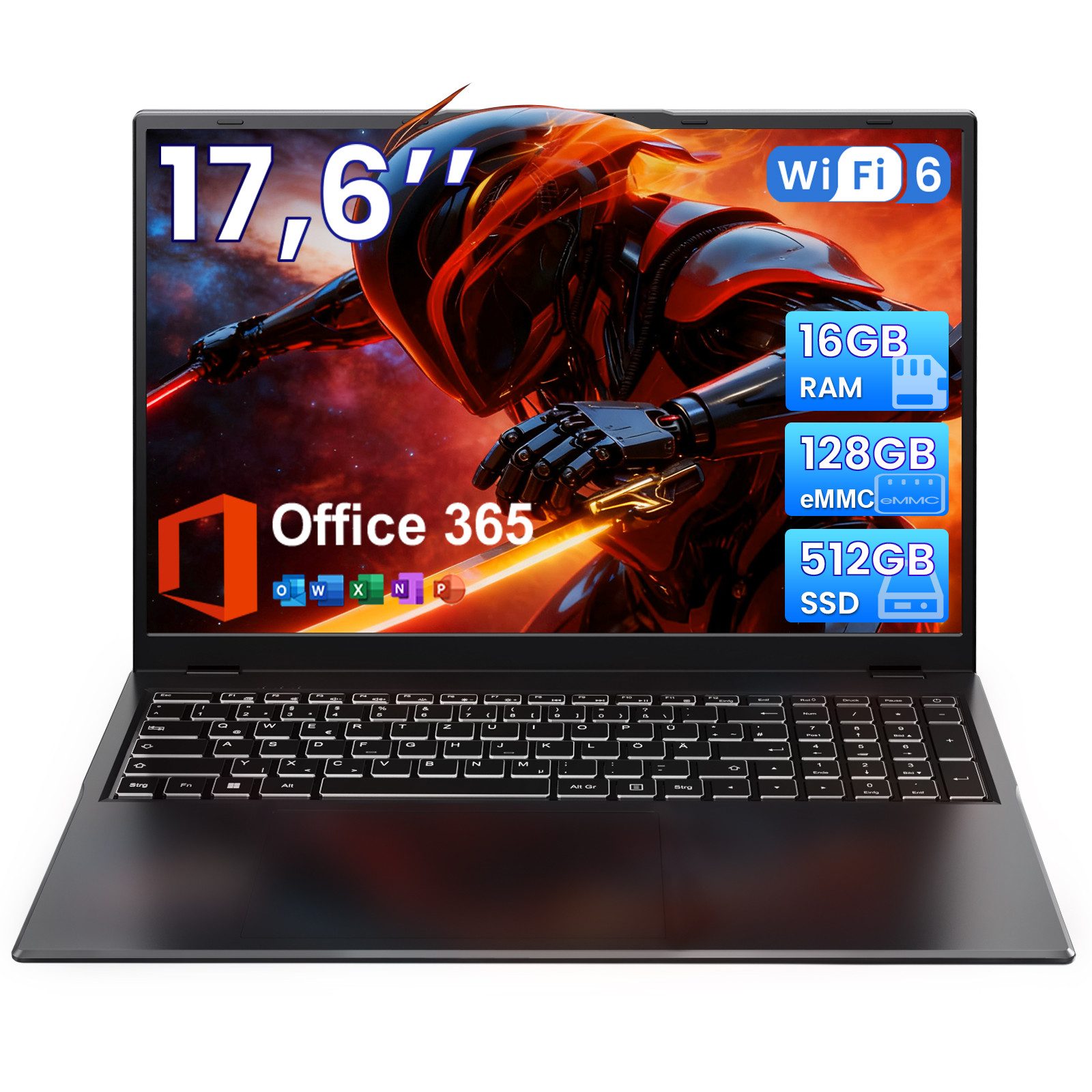 MENGHU 17,6“ Office Laptop, 16GB RAM, 640GB SSD Intel Alder Lake N95 Win 11 Notebook (MENGHU, Alder Lake N95, 16 GB HDD, 640 GB SSD, Intel UHD Graphics)