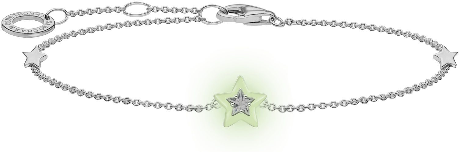 THOMAS SABO Armband Stern mit weißen Steinen und weißer Kaltemaille, mit Zirkonia (synth) und Emaille