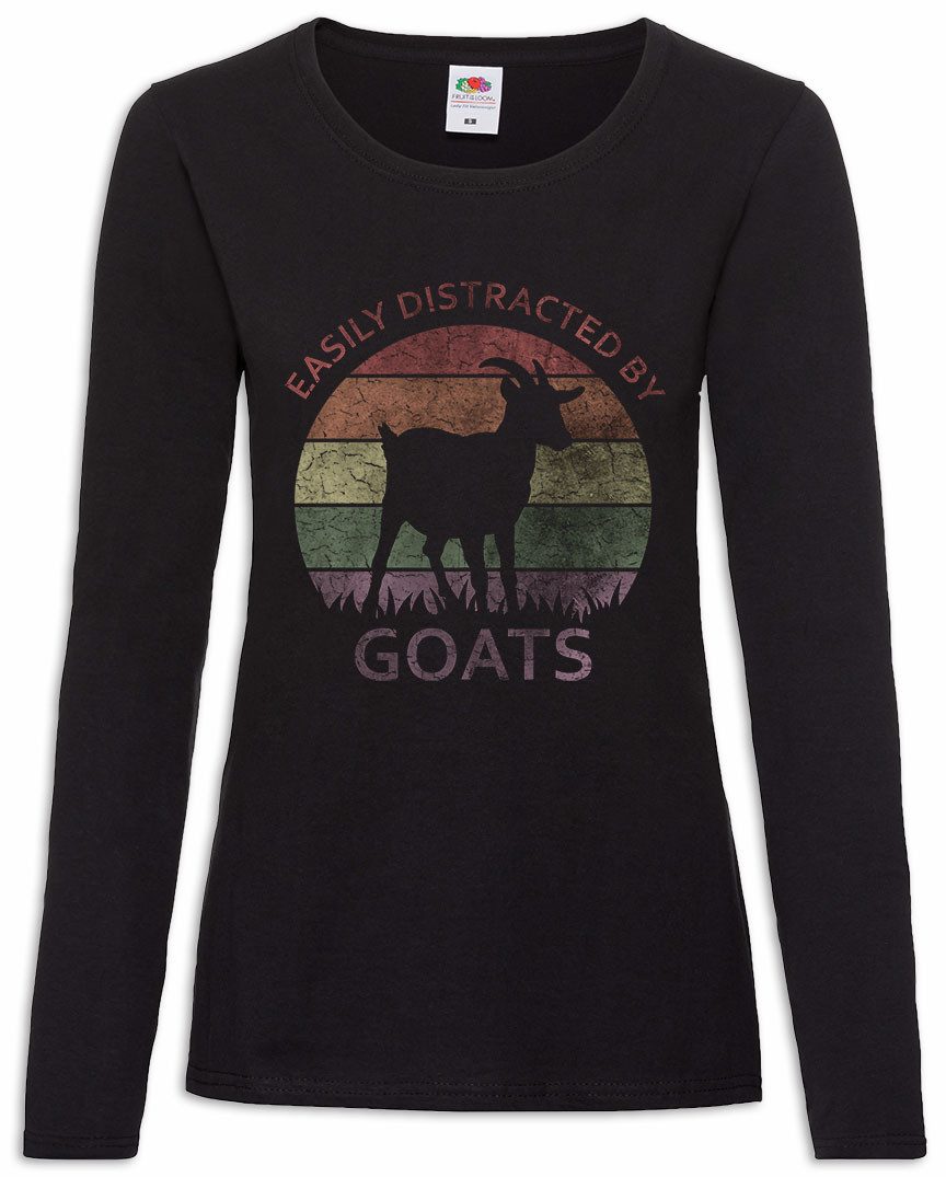 Langarmshirt Easily Distracted By GOATs Damen Langarmshirt Ziegen Ziege Schaf Hirte