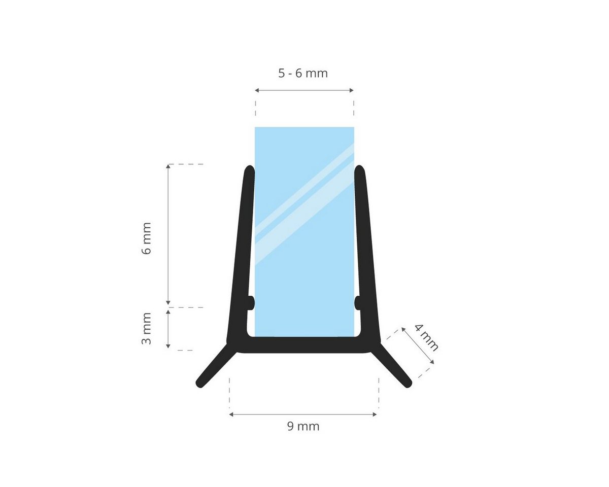 Thumbnail - STEIGNER Duschdichtung 30cm Gerade PVC Ersatzdichtung für Dusche, L: 30 cm, (1 Stück Packung, Einzeldichtung), Glasstärk...