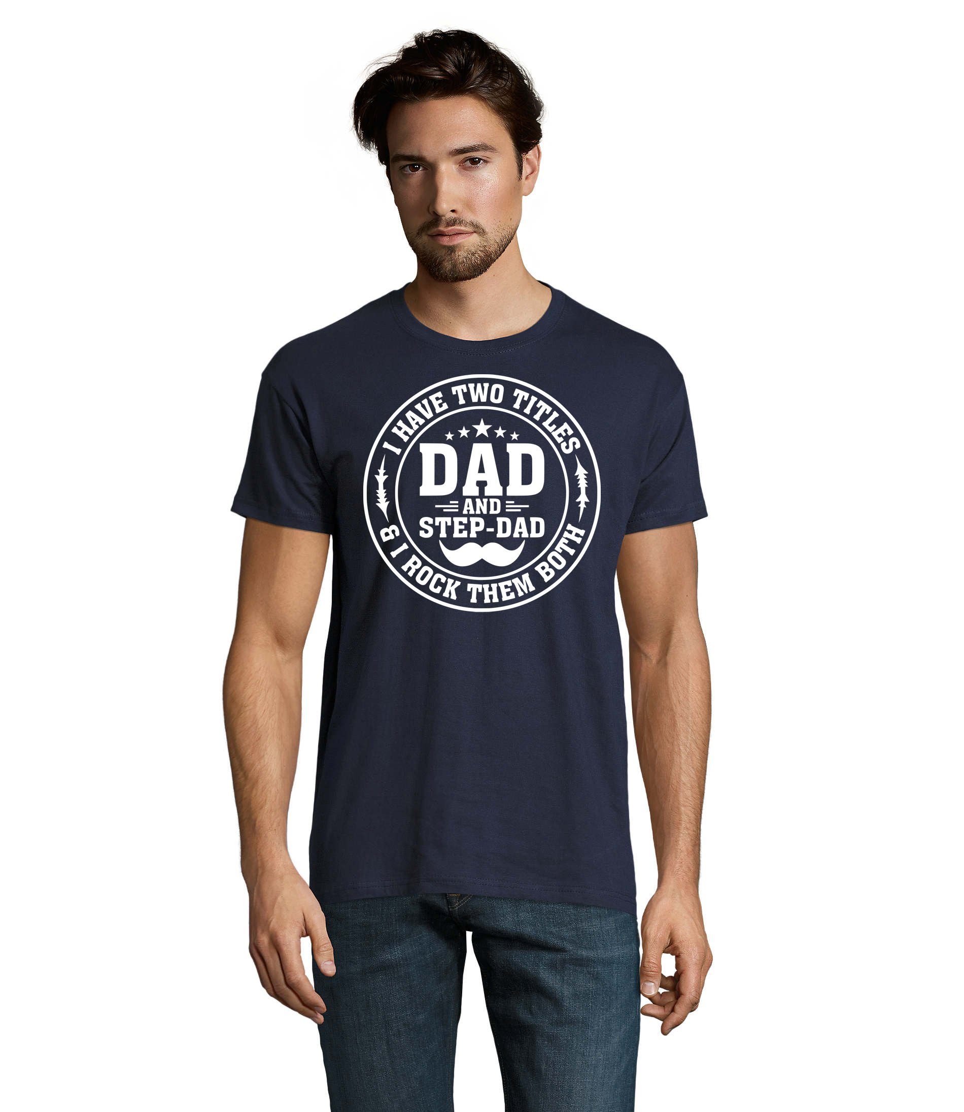 Blondie & Brownie T-Shirt Herren Stap Dad Stiefvater Papa Vater Tag Rundhals Navyblau