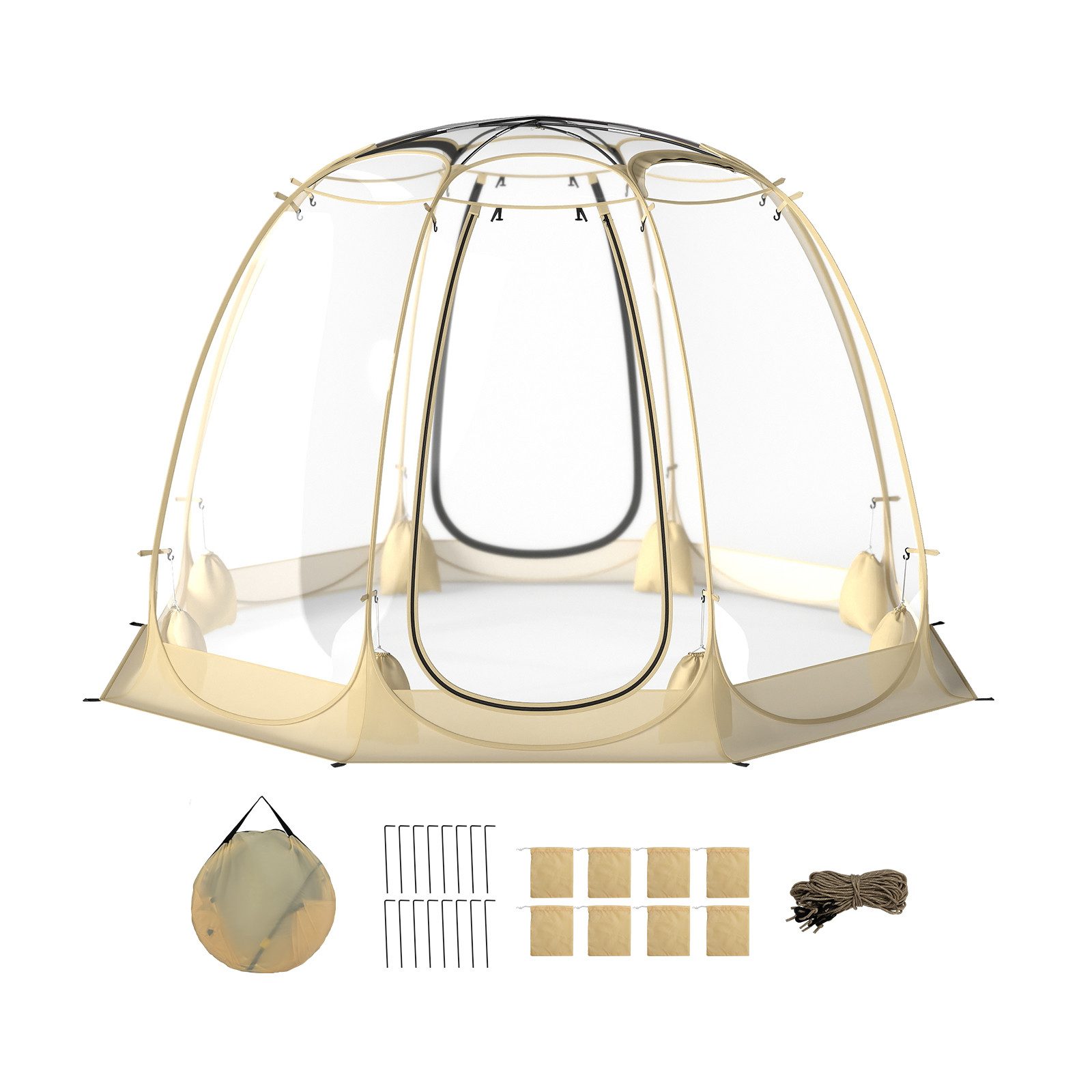 COSTWAY Wurfzelt, Personen: 6, Pop Up Zelt wetterfest, 265x265cm, bis -15℃