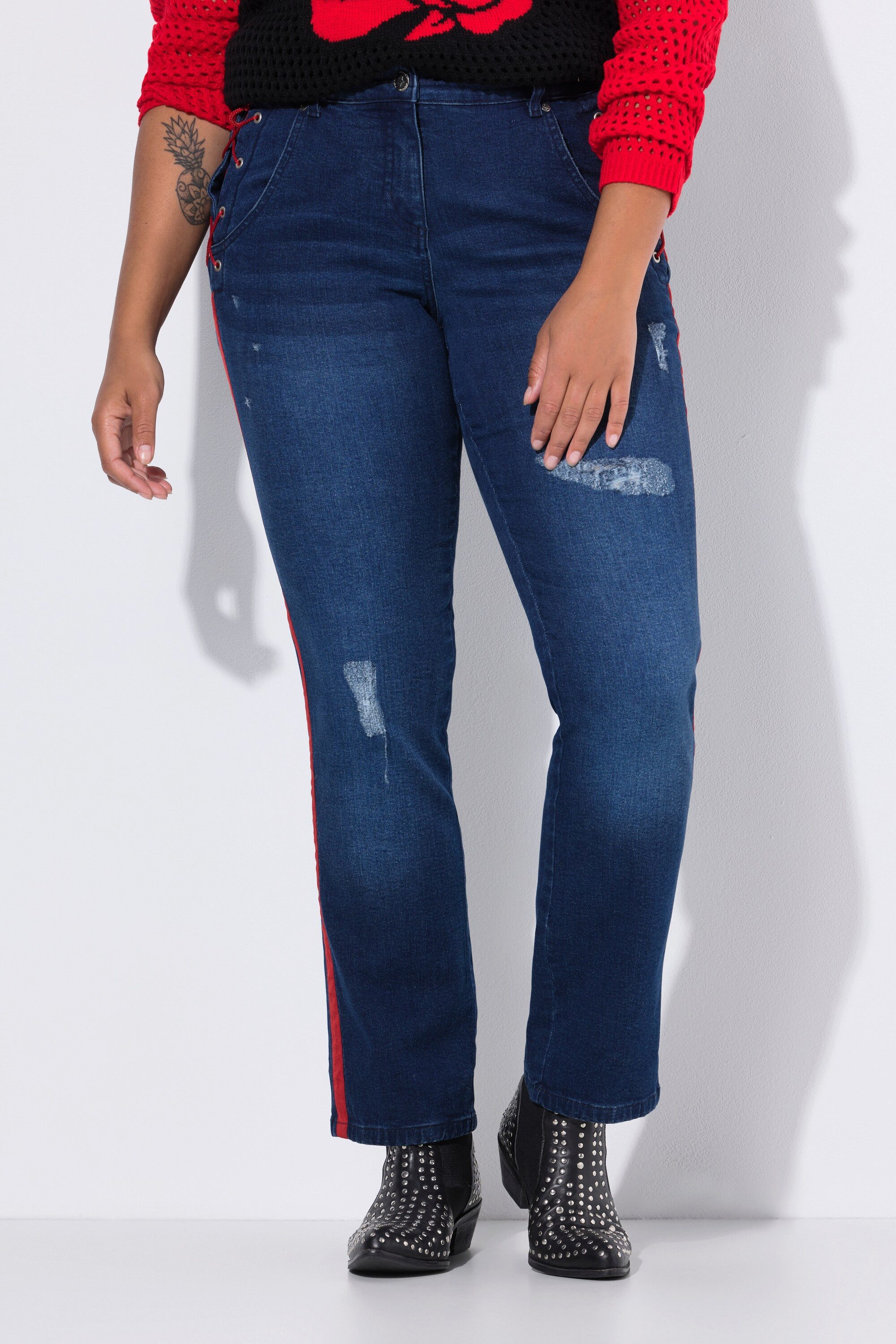 Regular-fit-Jeans Jeans Paula Straight Fit seitliches Bindeband
