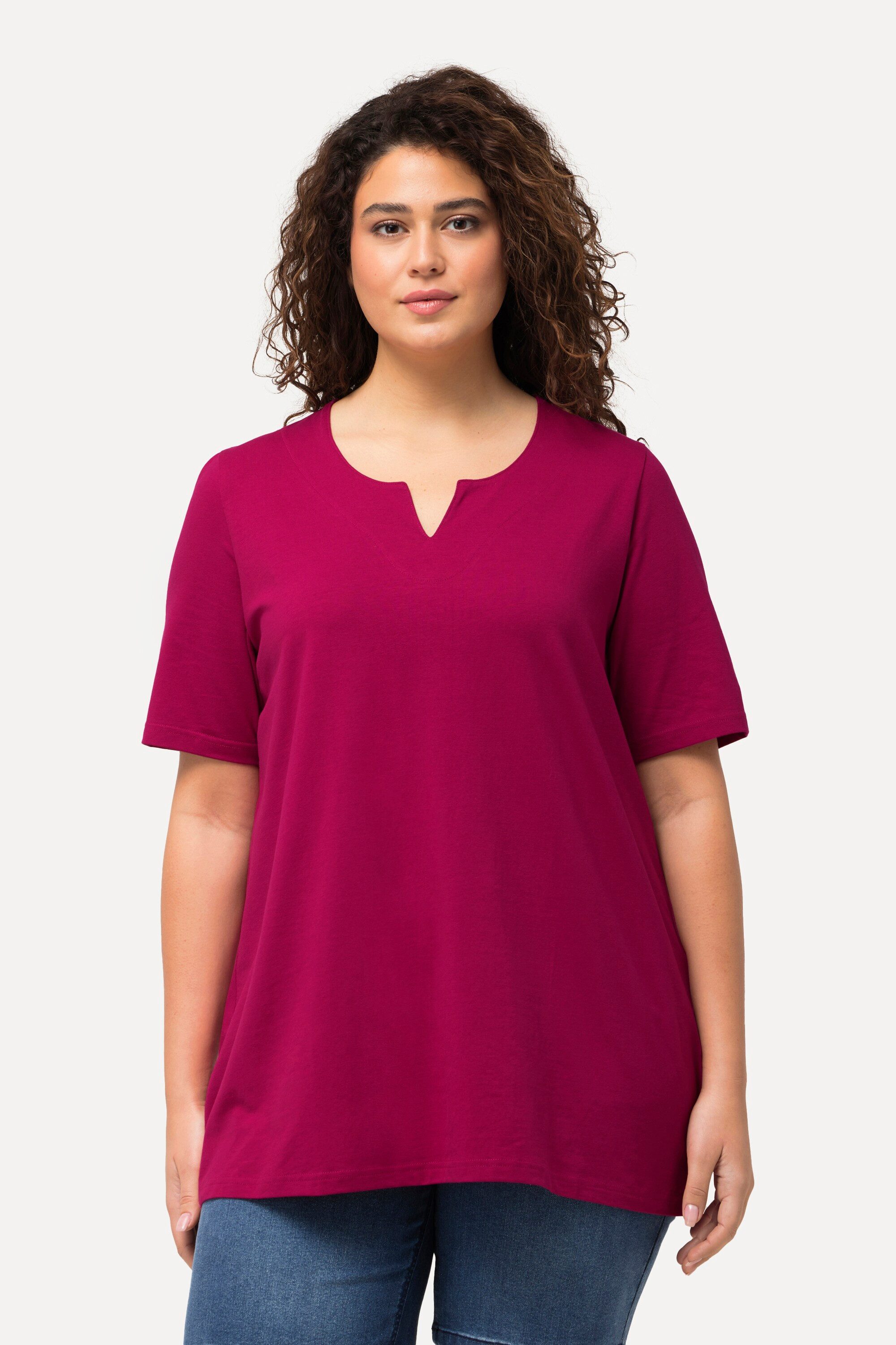 Ulla Popken T-Shirt T-Shirt A-Linie Tunika-Ausschnitt günstig online kaufen
