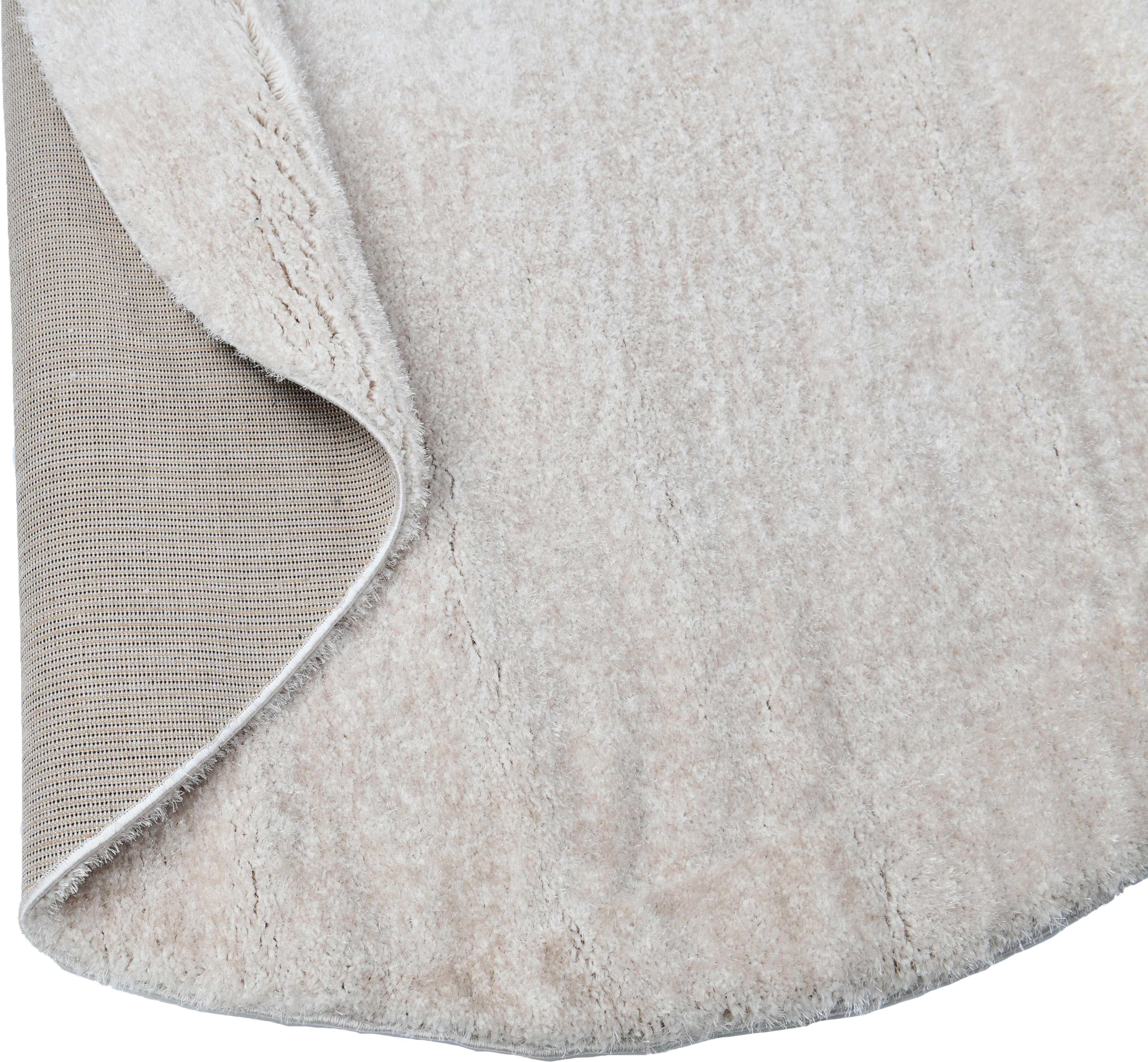 Hochflor-Teppich Malin, Home affaire, rund, 43 Höhe: Uni-Farben, flauschig glänzend, creme besonders Mikrofaser durch mm, leicht