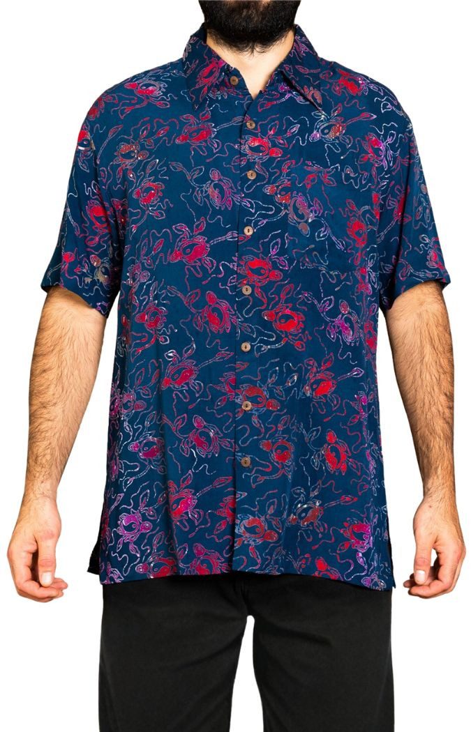 PANASIAM Hawaiihemd Kurzarmhemd mit Kragen Wachsbatik Herren Hemd in lebendigen Mustern und leuchtenden Farben langlebiges Sommerhemd Freizeithemd