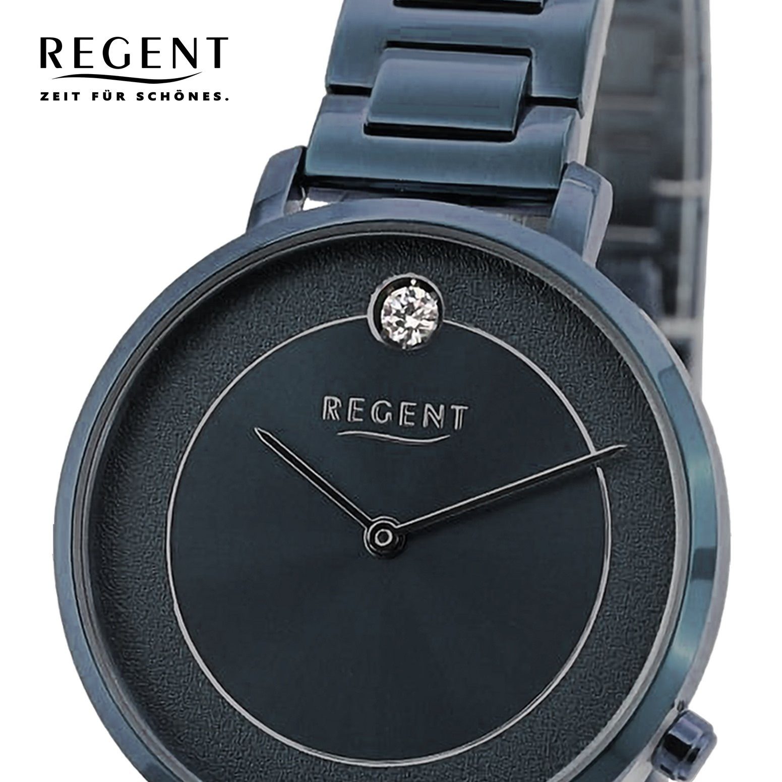 rund, groß Analog, Regent Regent (ca. 35mm), extra Damen Metallarmband Armbanduhr Quarzuhr Damen Armbanduhr
