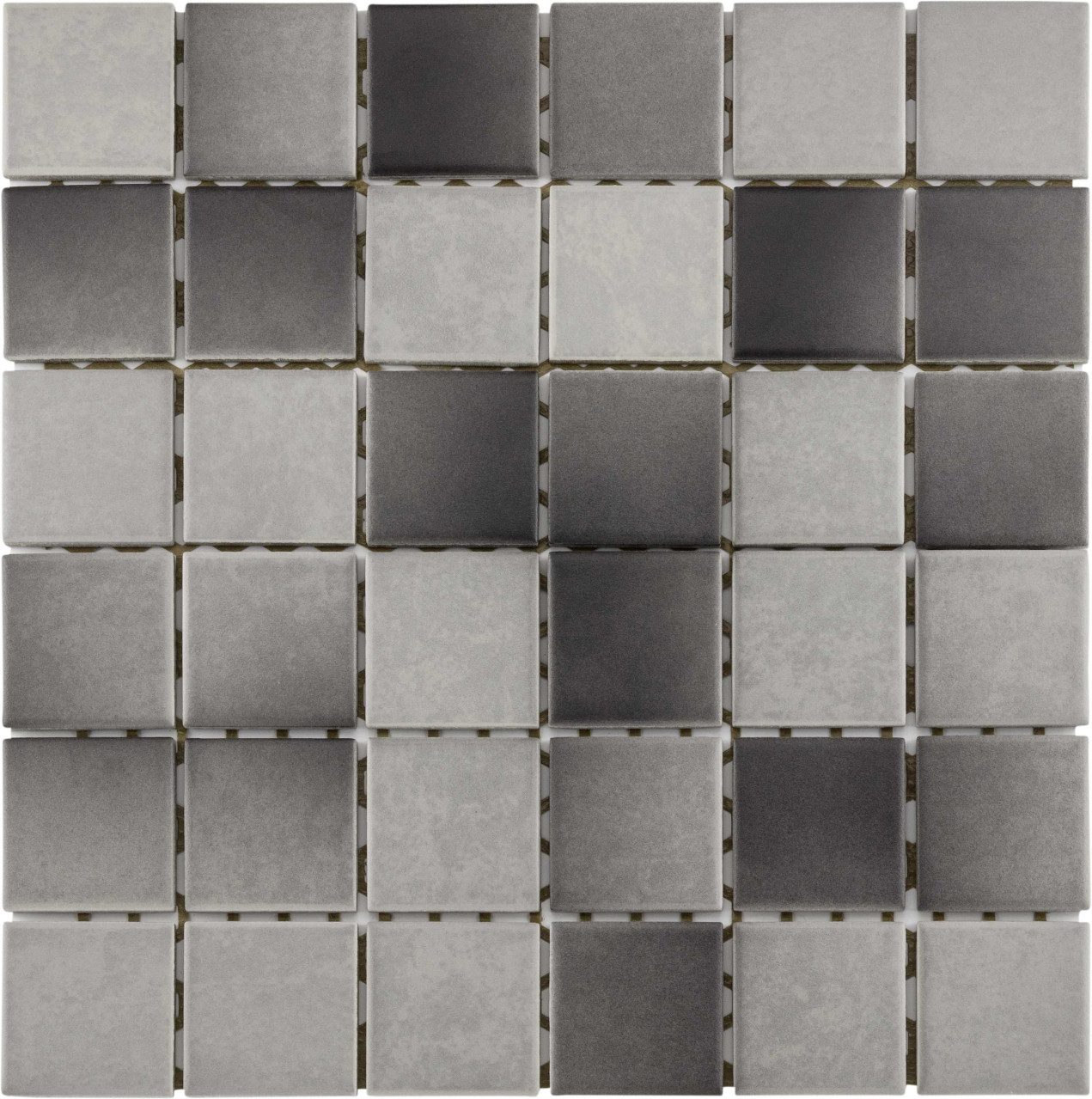 KNG Mosaikfliesen Mosaikfliese Maxi 30 x 30 cm grau-anthrazit, Keramik, Grau