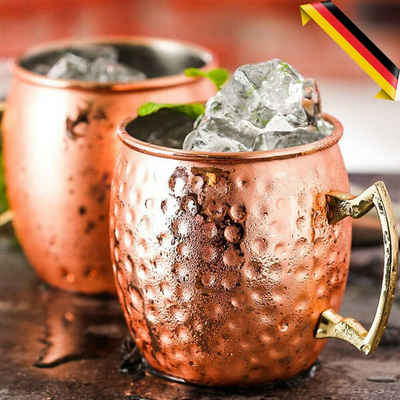 Faizee Möbel Tasse »Cocktailglas Moscow Mule Becher Kupferbecher 500ml Fassungsvermögen«, Kupfer/Edelstahl