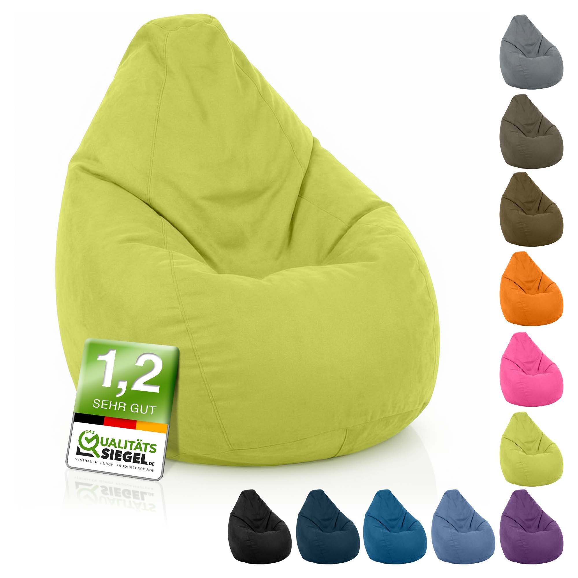 Green Bean Sitzsack Kinder Sitzsack Drop 60x60x90cm (mit Rückenlehne 60x60x90cm - Indoor Sitzkissen 220L EPS-Perlen Füllung, Kuschelig Waschbar), Bean Bag Bodenkissen Lounge Chair Sitzhocker Kindersitzsack