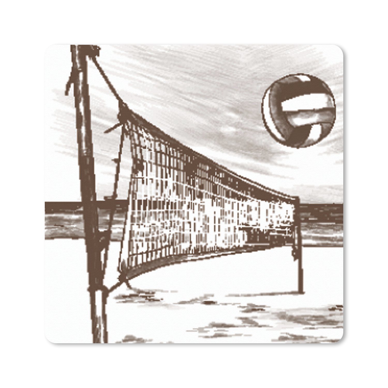 MuchoWow Gaming Mauspad Strand - Volleyball - Netz (1-St), Gaming, Rutschfester Unterseite, Mausunterlage, 80x80 cm, XXL, Großes