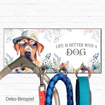 Cadouri Wandgarderobe RHODESIAN RIDGEBACK Design-Hundegarderobe für Hundezubehör (Garderobe mit 4 Haken), MDF, mit abgeschrägten Ecken, handgefertigt, für Hundebesitzer