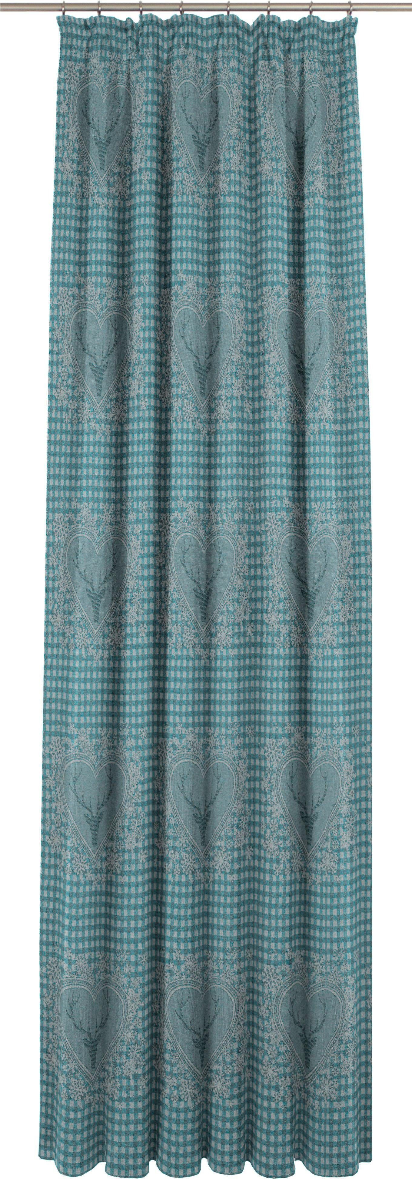 Vorhang Stuben, Wirth, Kräuselband (1 St), blickdicht, Jacquard blau