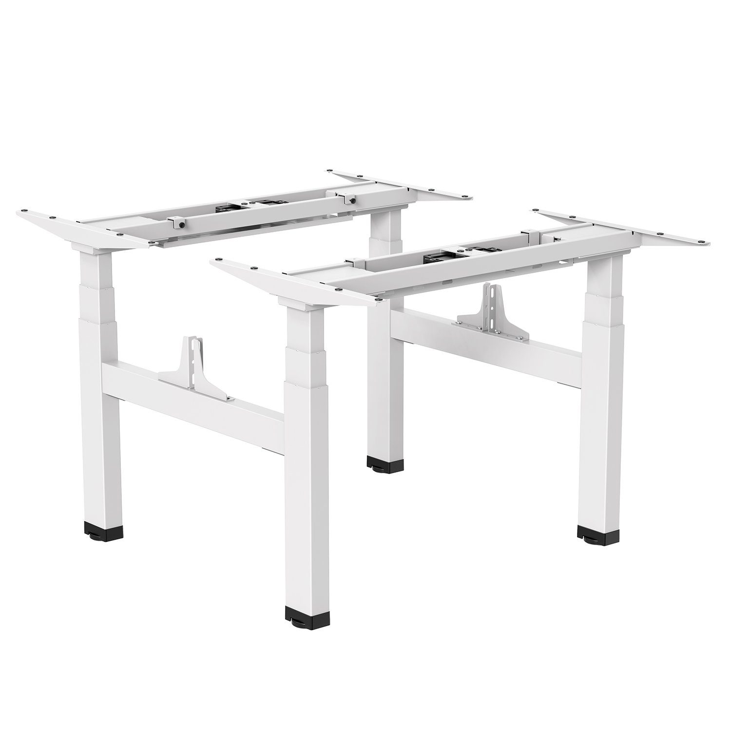 Ergo Office Schreibtisch ER-404, Doppeltischgestell Sitz-Steh-Schreibtisch ohne Tischplatte bis 2x125kg Weiß
