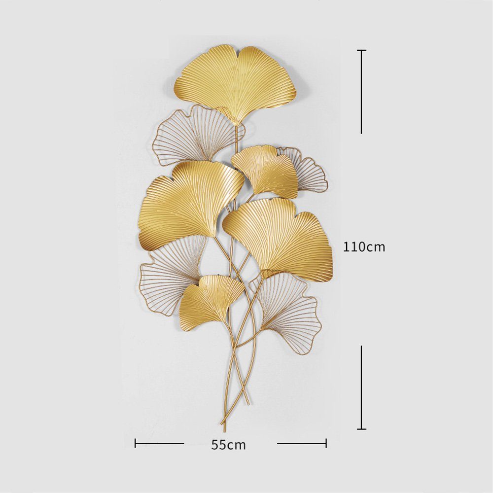 NUODWELL Wanddekoobjekt Ginkgo-Wanddekoration aus Metall, 3D-Ginkgoblatt-Wa günstig online kaufen