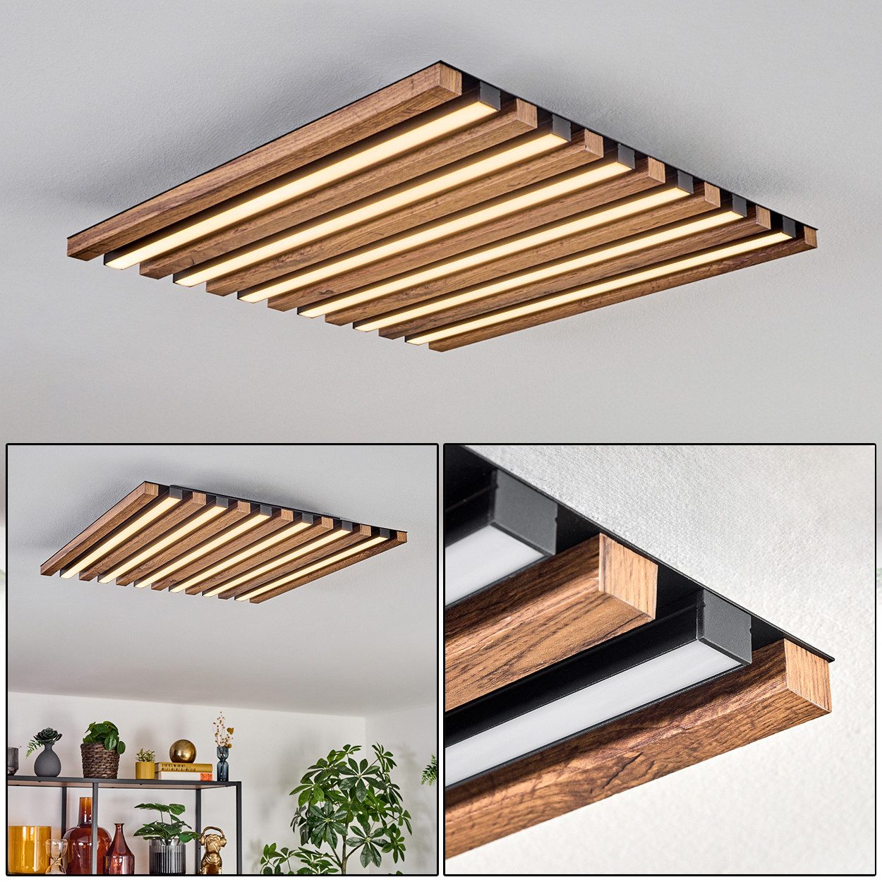 hofstein Deckenleuchte Deckenpanel aus Metall/MDF/Kunststoff in günstig online kaufen