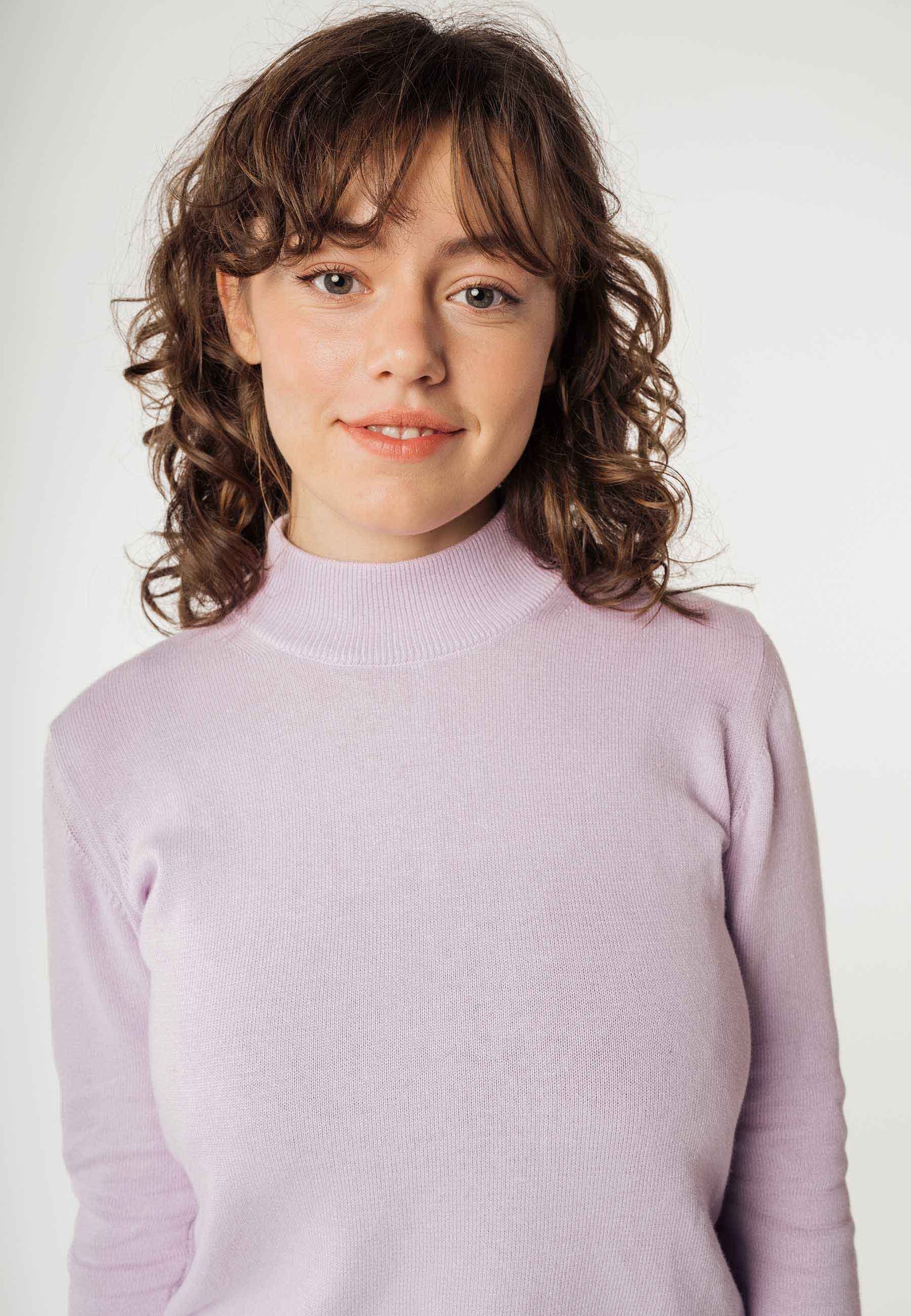 MELA Damen Strickpullover Feinstrick-Pullover SADA lilac Rippbündchen