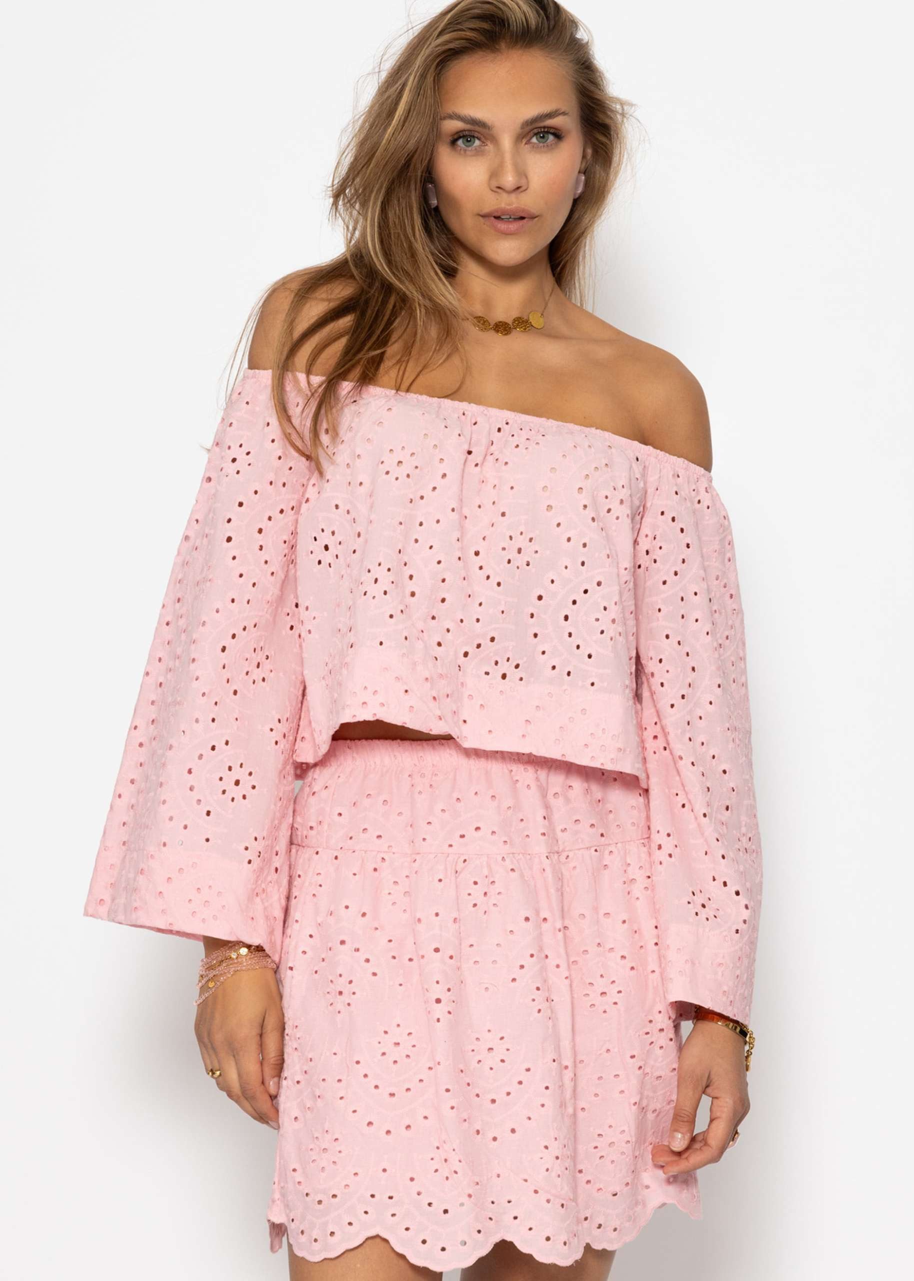 SASSYCLASSY A-Linien-Rock Rock mit Lochstickerei Damen Rock aus Lochspitze günstig online kaufen