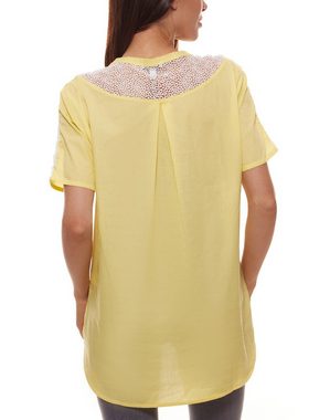 Mavi Klassische Bluse Mavi Spitzen-Bluse elegante Damen Sommer-Bluse mit Spitze an Ausschnitt und Schulterbereich Freizeit-Bluse Gelb