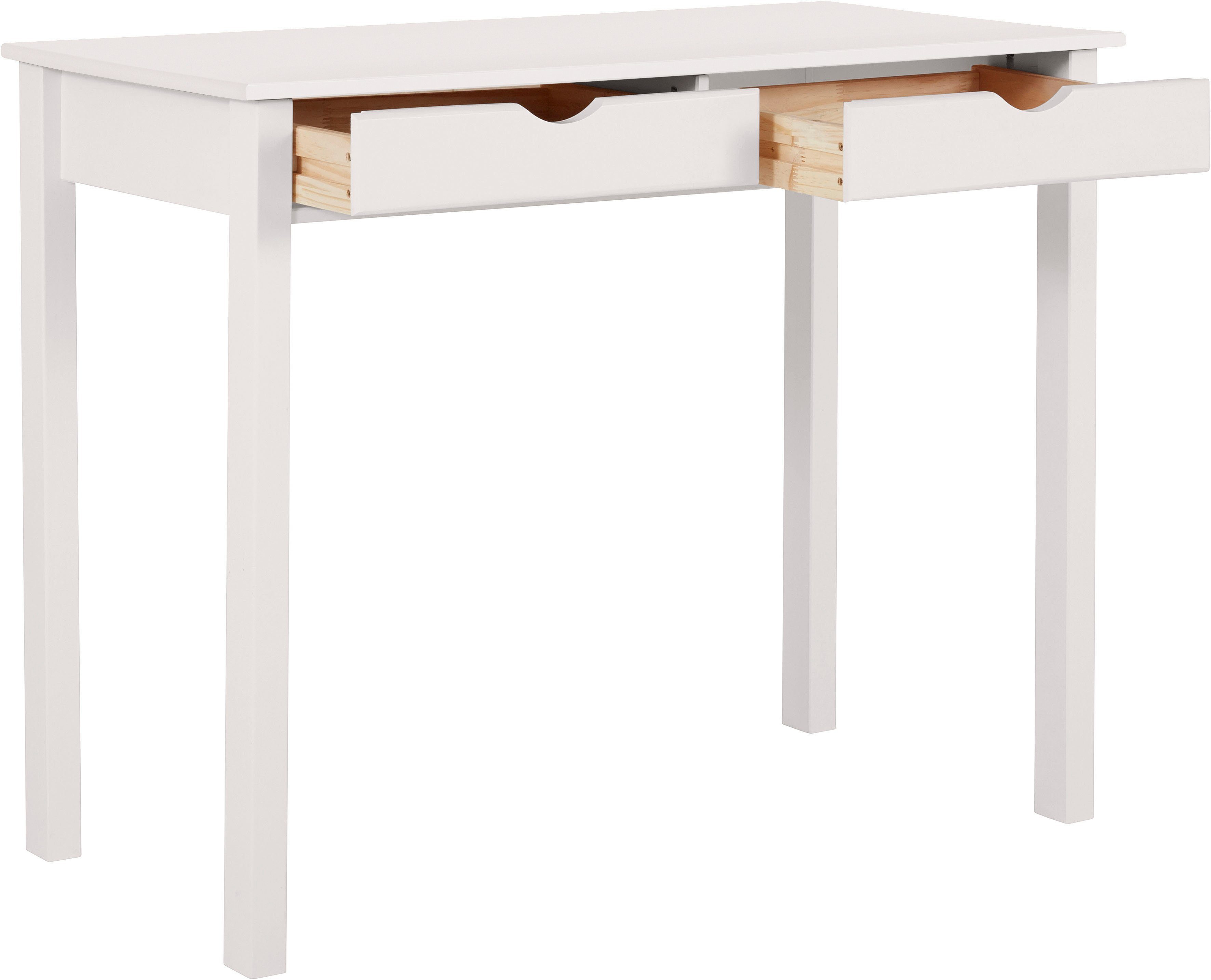 Home affaire Schreibtisch Gava, massives Kiefernholz, für das home office, Breite 100/120/140 cm