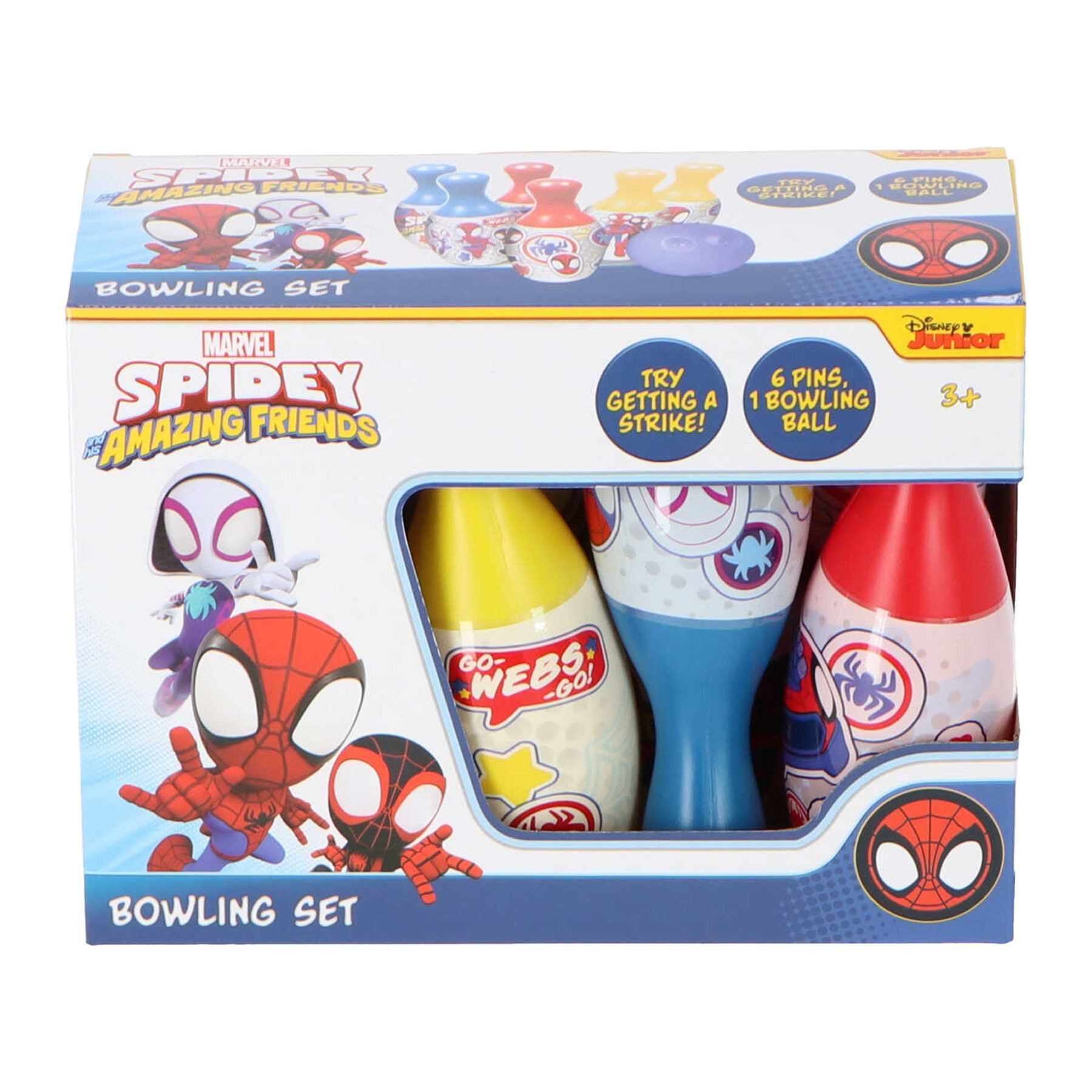 Spiderman Bowlingtasche Bowling-Set mit 6 Pins und 1 Kugel für junge Superhelden (7-tlg)