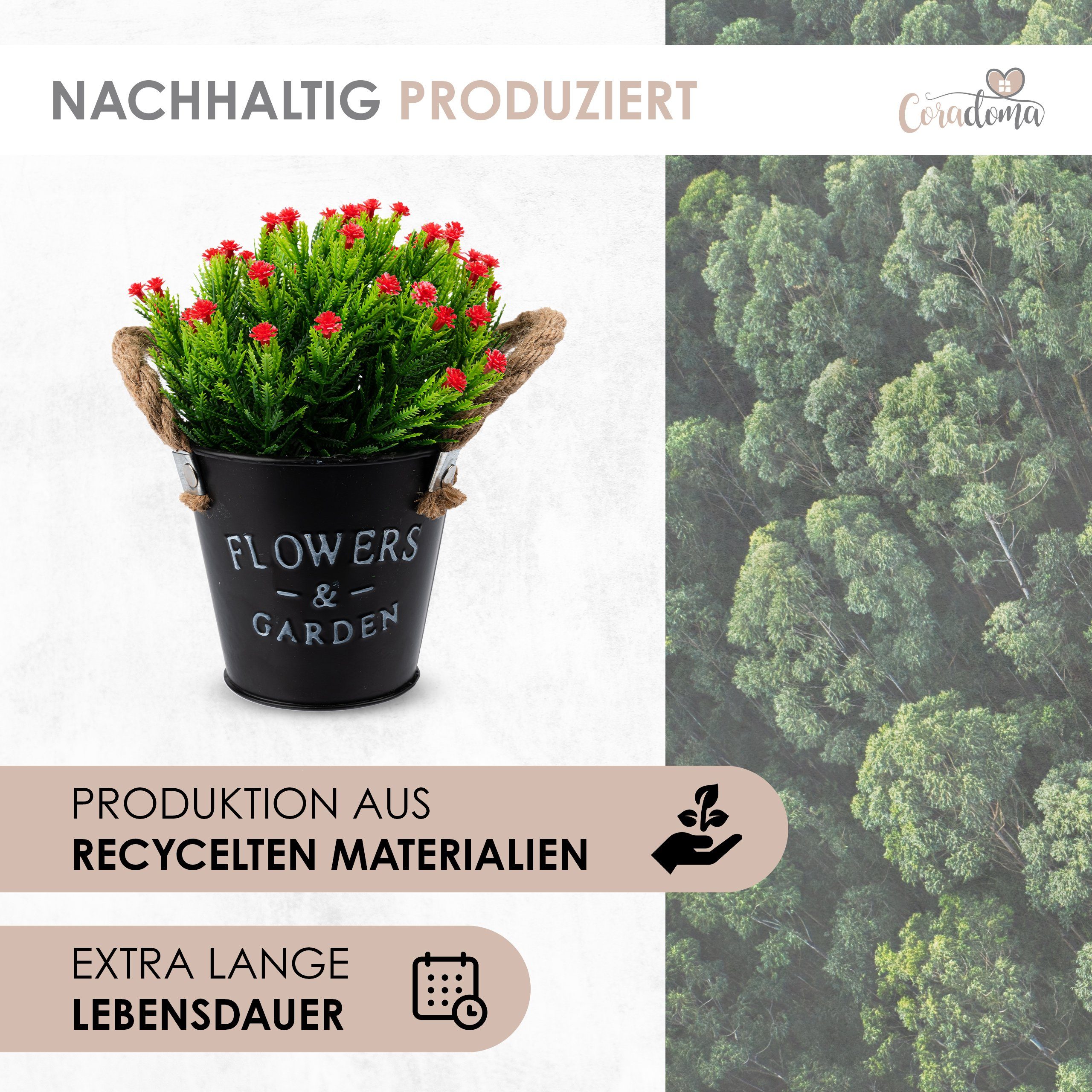 MORELX Kunstblumen, Mini Künstliche Pflanzen, 4 Stück