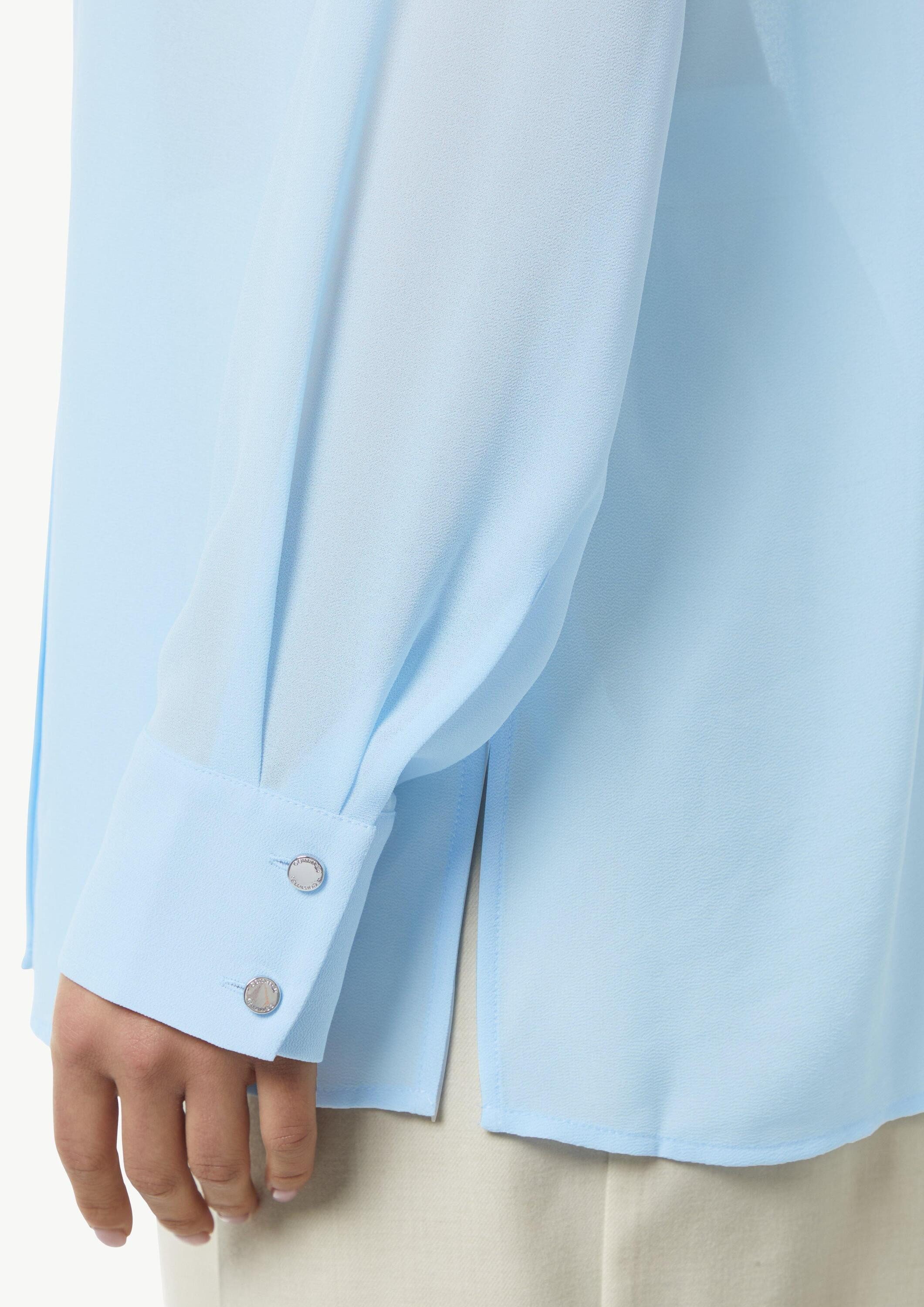 comma Langarmbluse Bluse Transparente Bluse mit verdeckter Knopfleiste