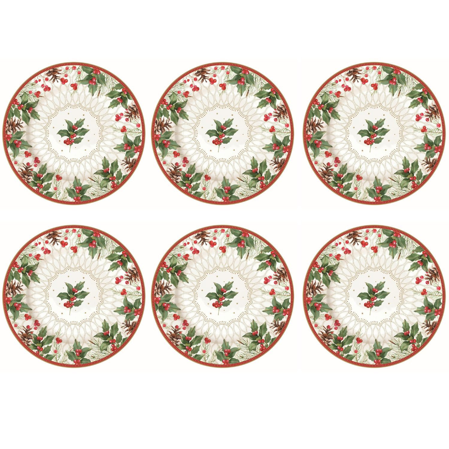 EasyLife Kuchenteller Christmas Berries, Spülmaschinengeeignet, Weiß, Rote Beeren, H: 1cm
